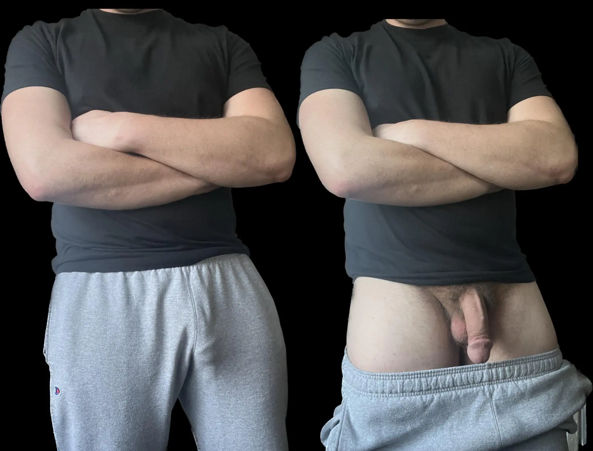 The bulge in grey sweatpants vs the cock and balls that make the bulge (25)