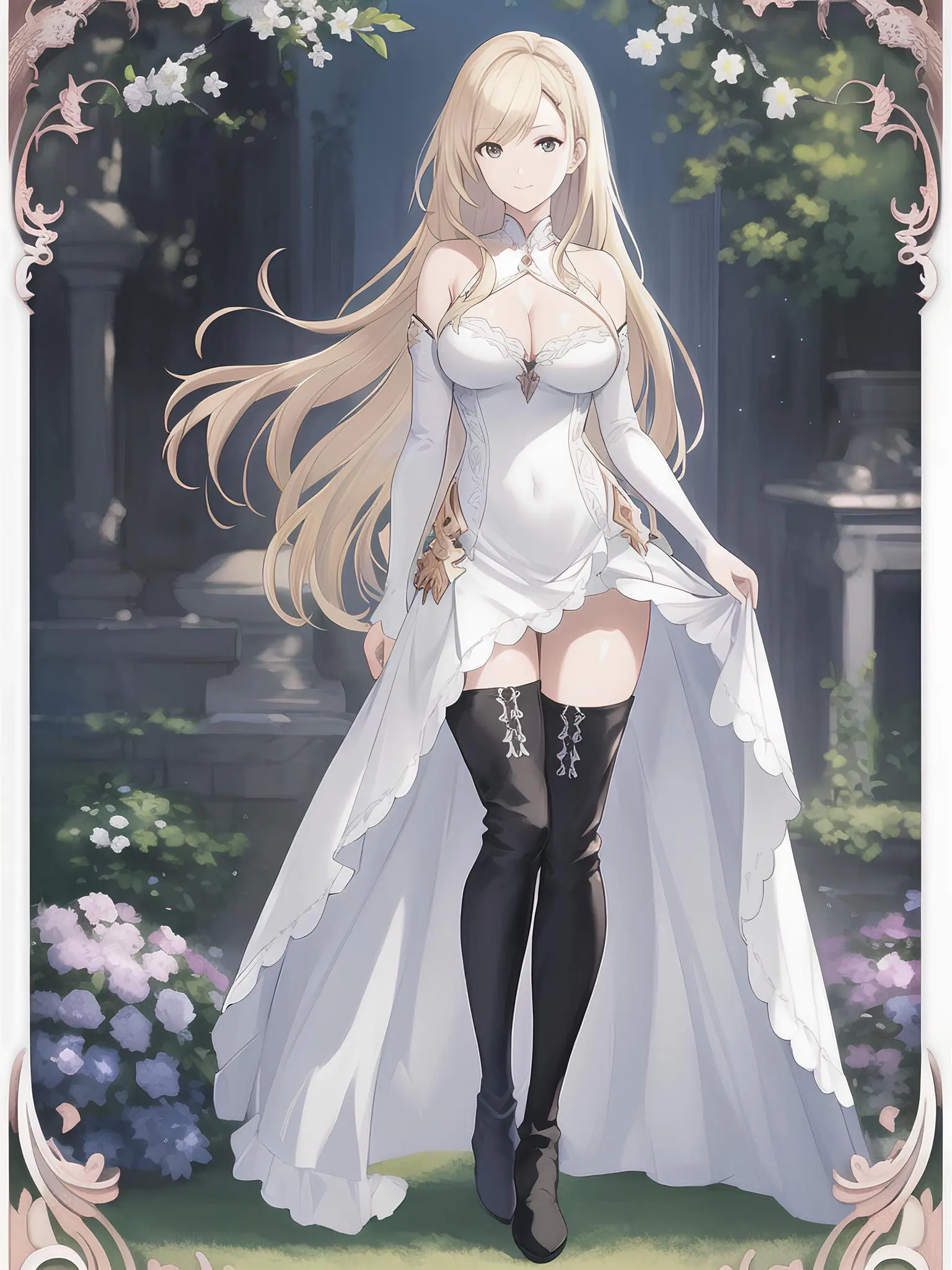 White Dress &amp; Thigh Boots