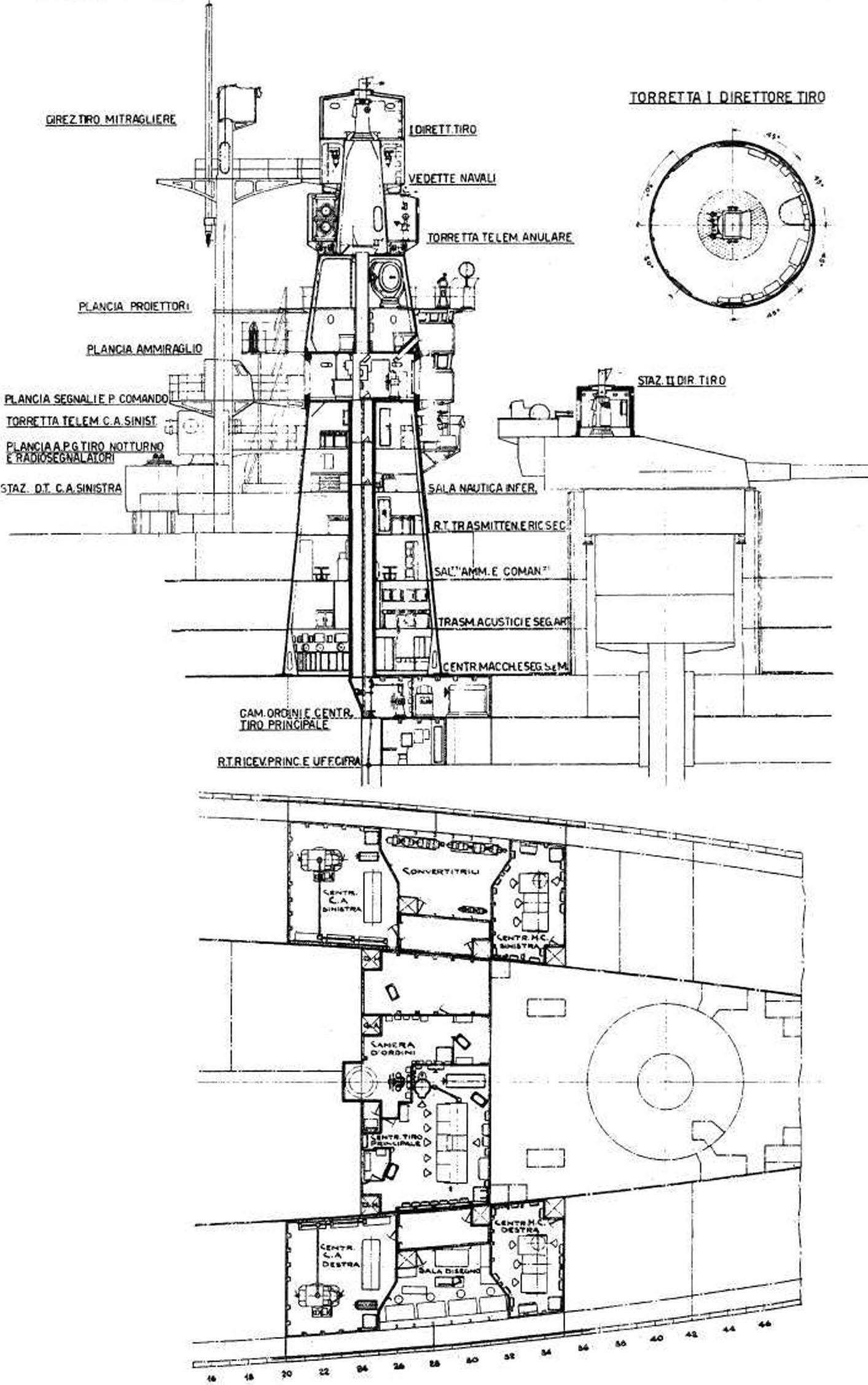 [1413x2253] Cross-section drawing of the conning tower of a modernized ...