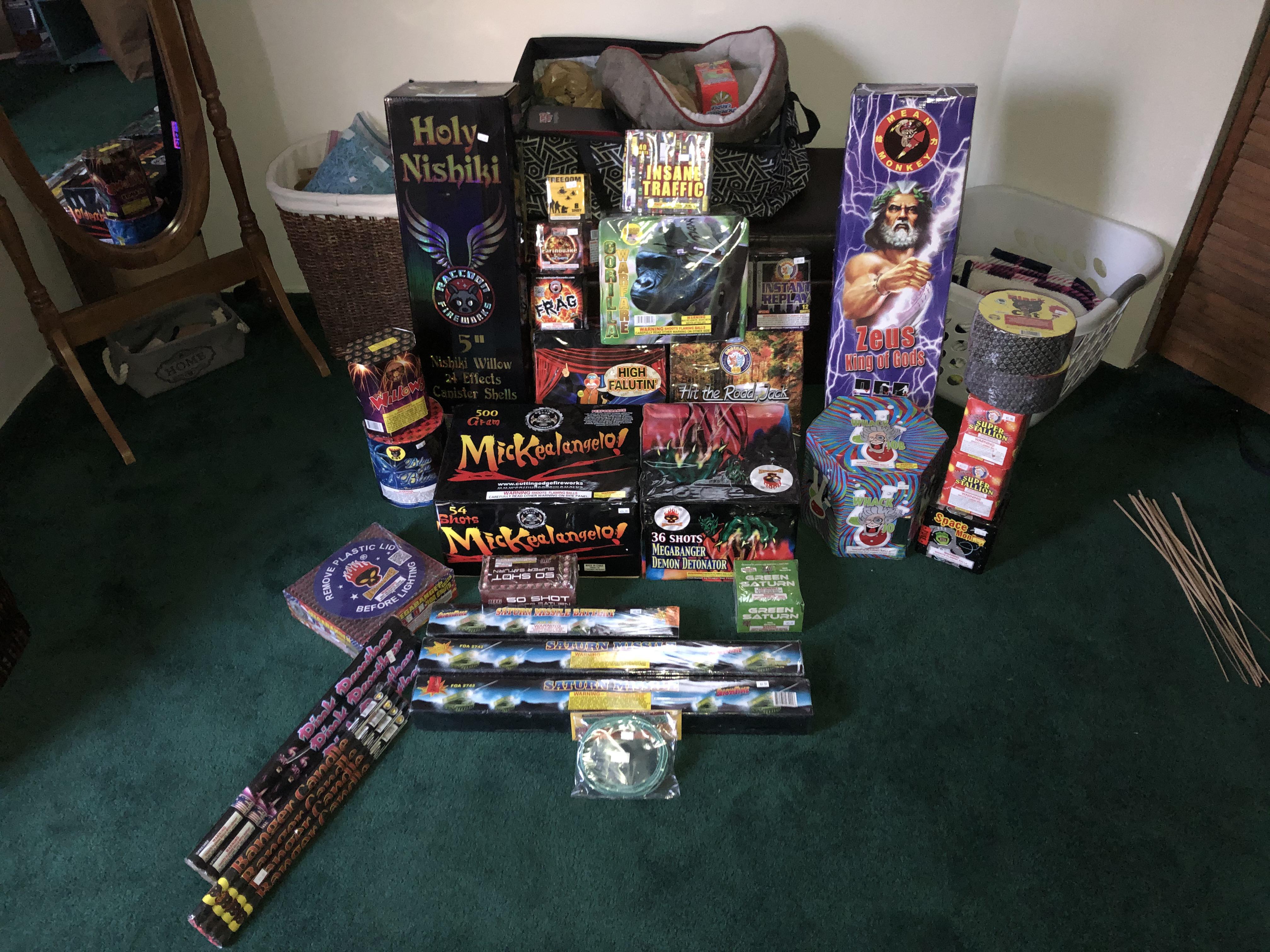 Firework Rockets Stash 2020 firework stash, might make one more stop but this is the majority ...