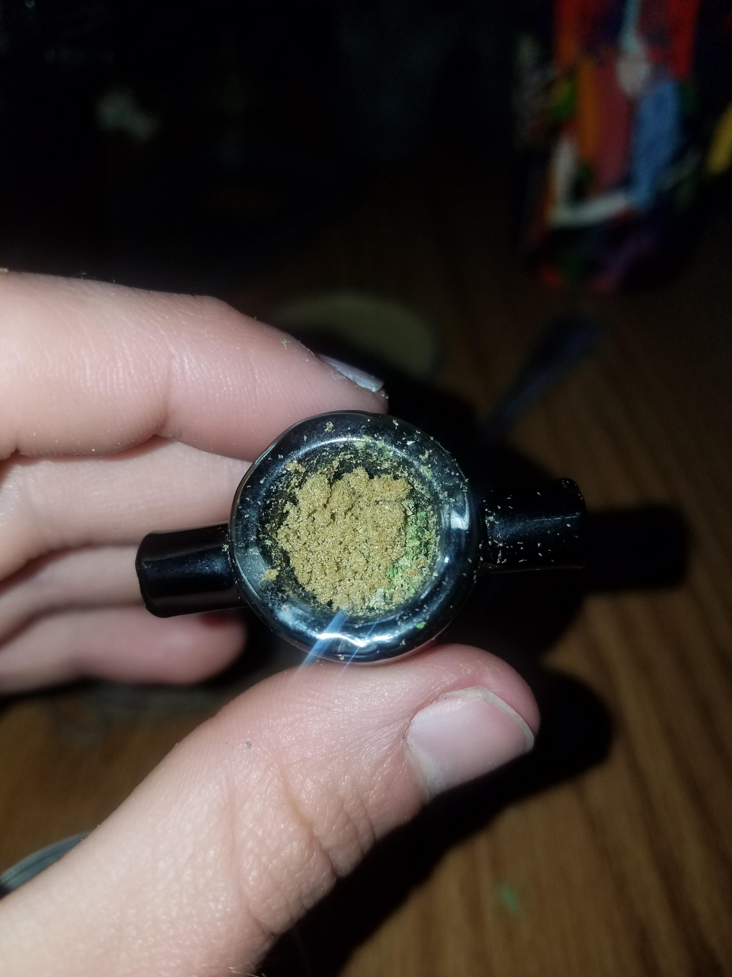 A mixed bowl (4 different kinds of weed) topped with grinder kief... We who are about to die