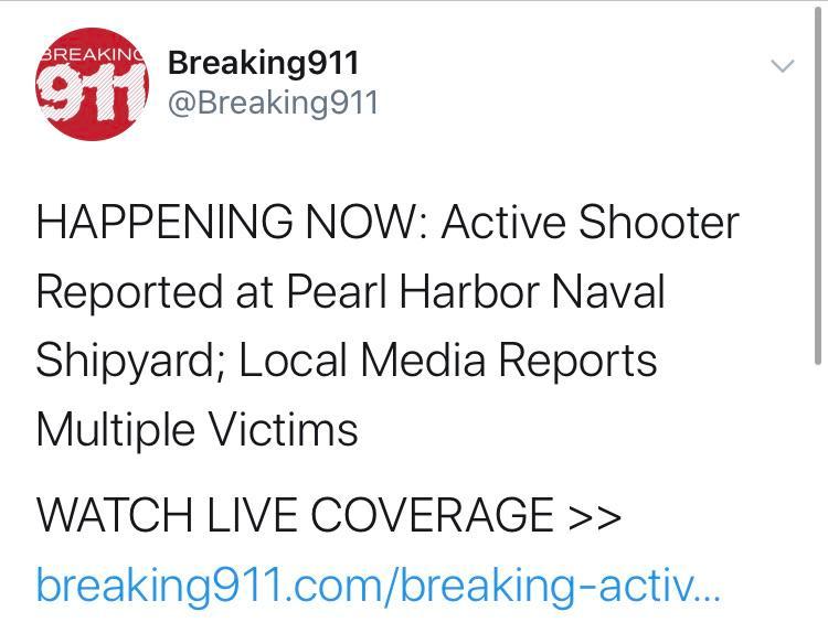 Active shooter at Pearl Harbor shipyard in Hawaii, multiple casualties