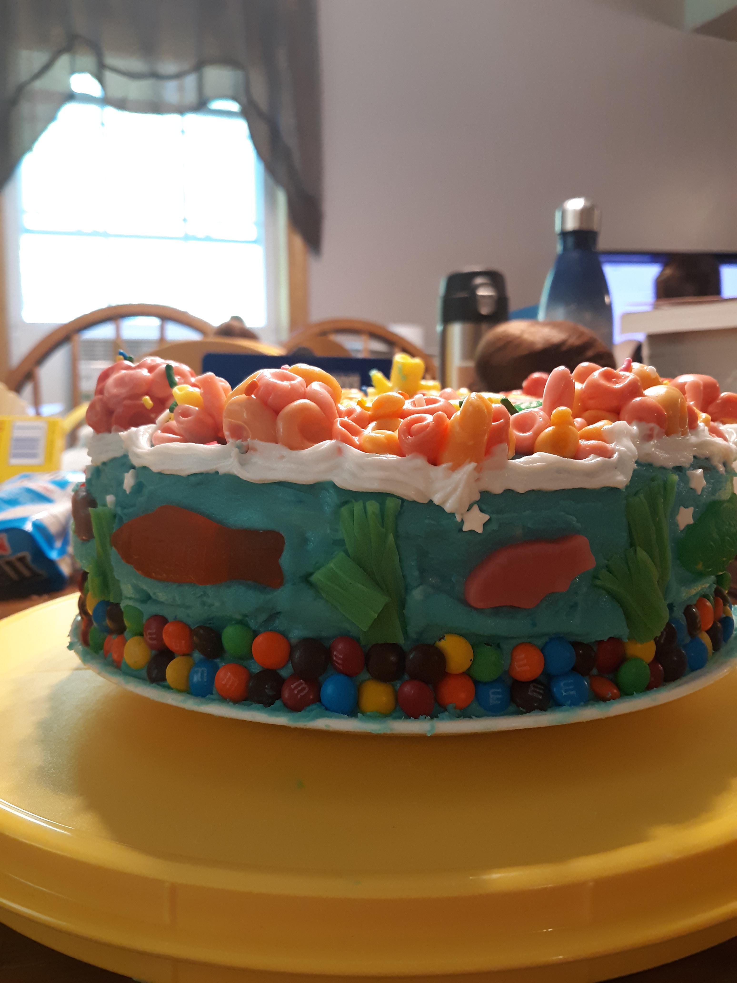 An aquarium themed cake I made for my birthday Scrolller
