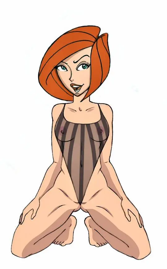 Ann Possible fan art featuring a busty redhead in lingerie, a lab coat, and naked poses.