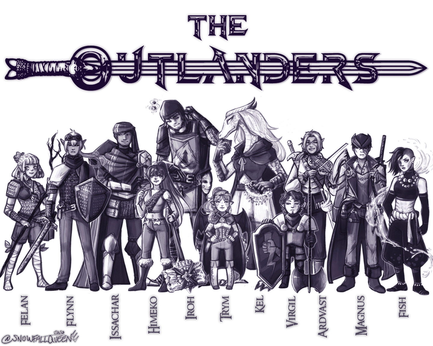[ART][OC] The Outlanders - the (mis?)adventures of an 11 member party ...