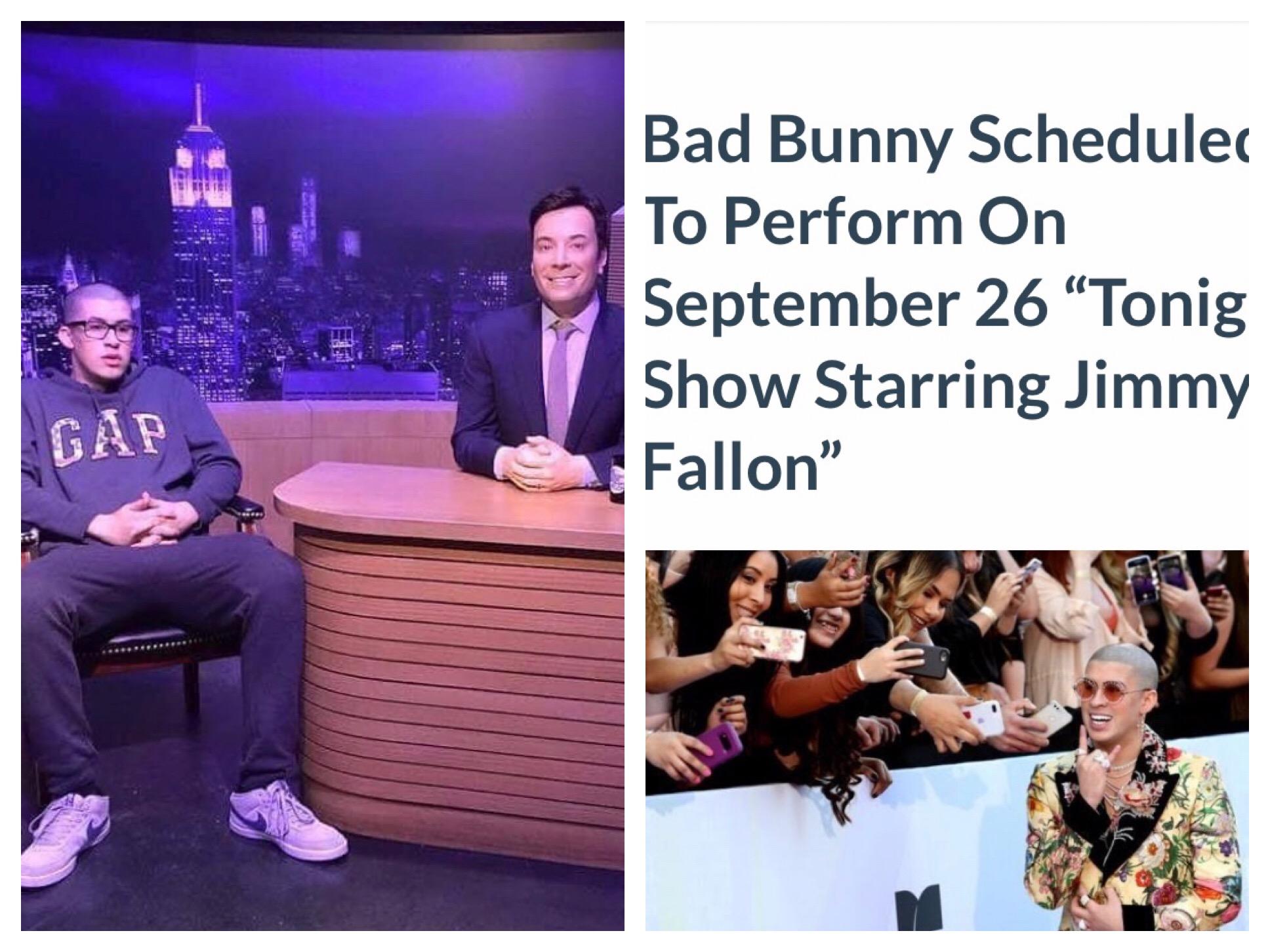 Bad Bunny in 2016: Taking pictures with a wax-figured Jimmy Fallon. Bad ...
