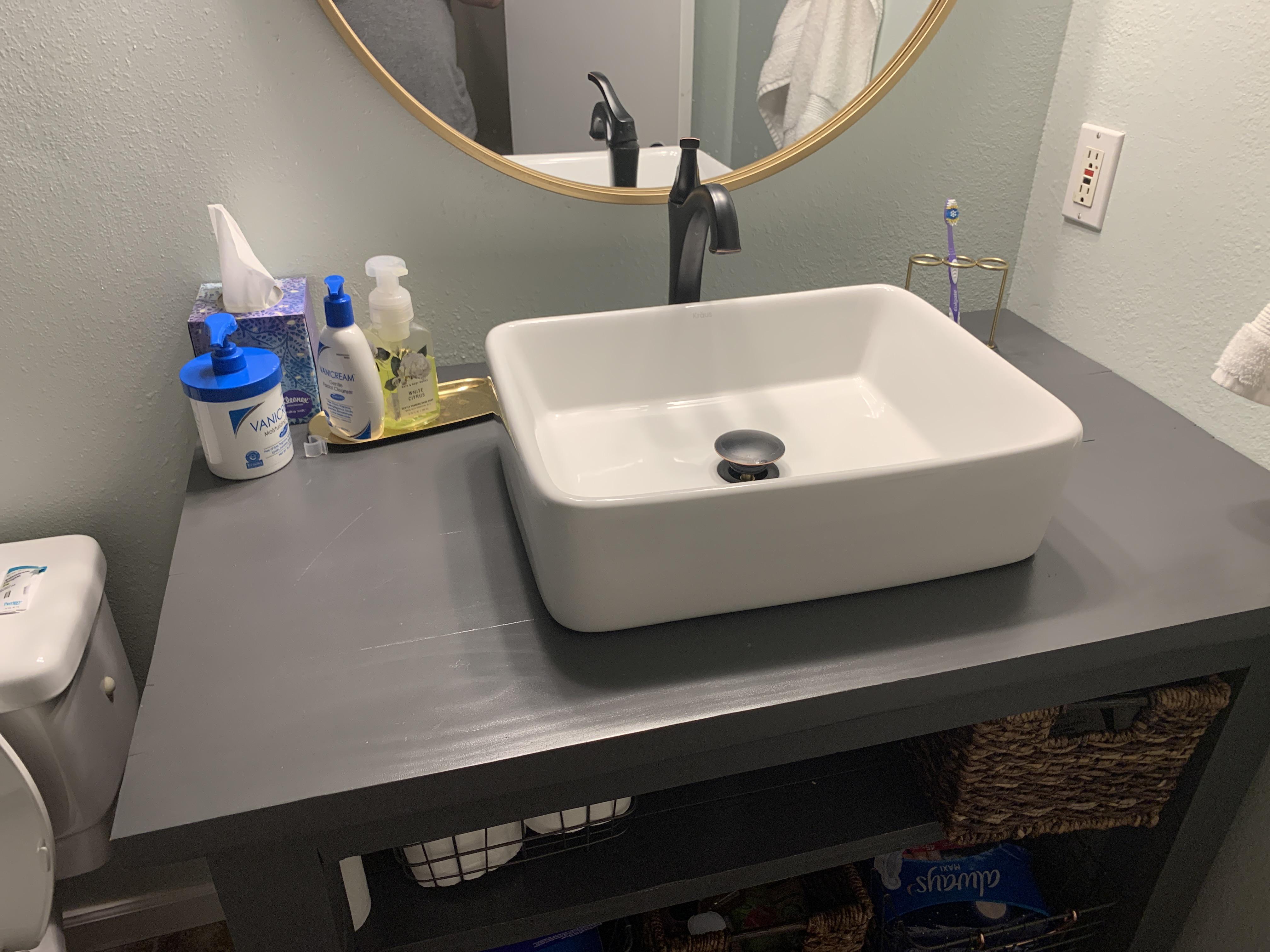 Bathroom vanity painted and polyurethane - want to flood coat for ...