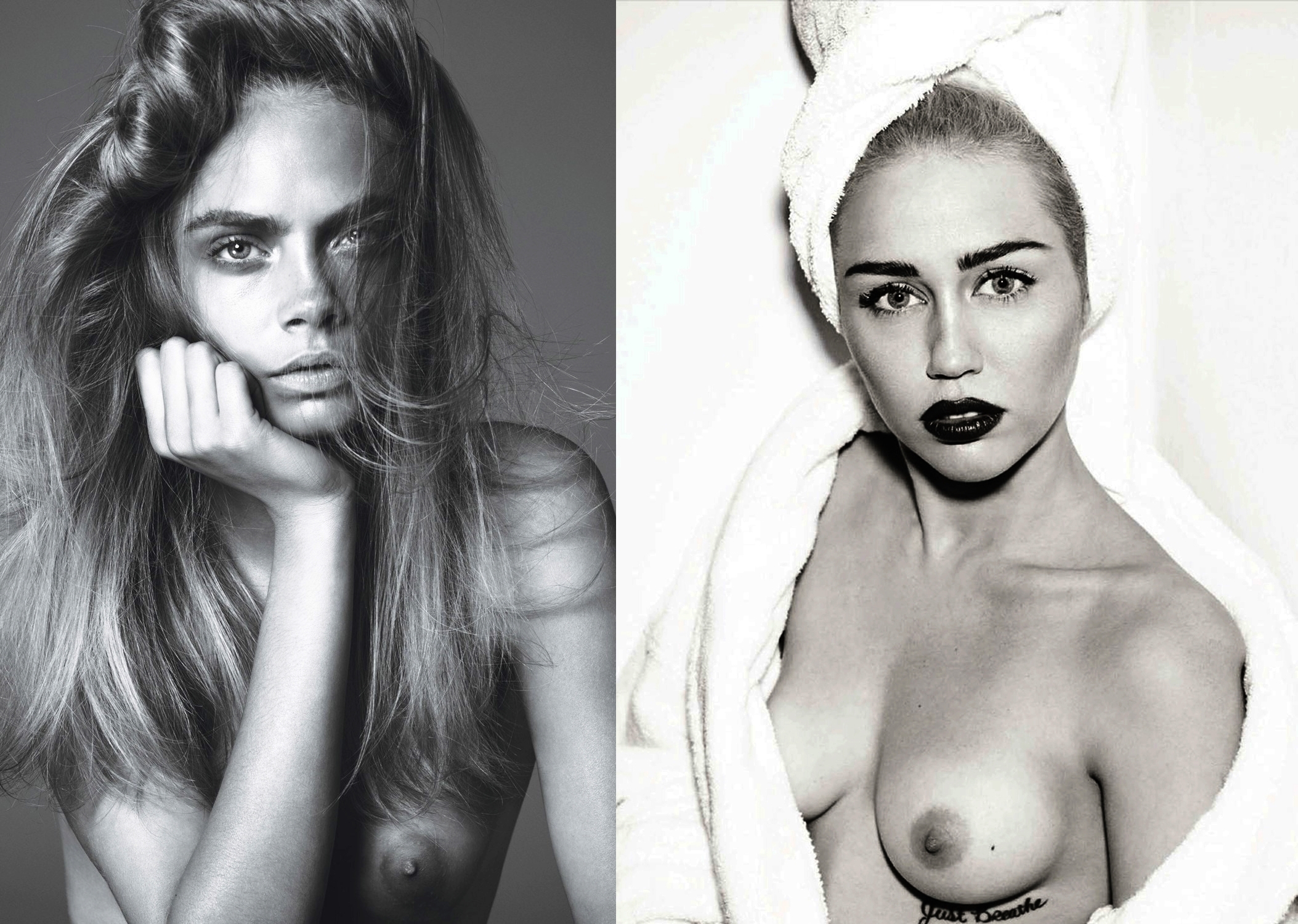 Best breasts: Cara Delevingne vs Miley Cyrus 