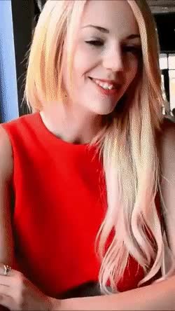 Blonde in red dress almost caught flashing | Scrolller