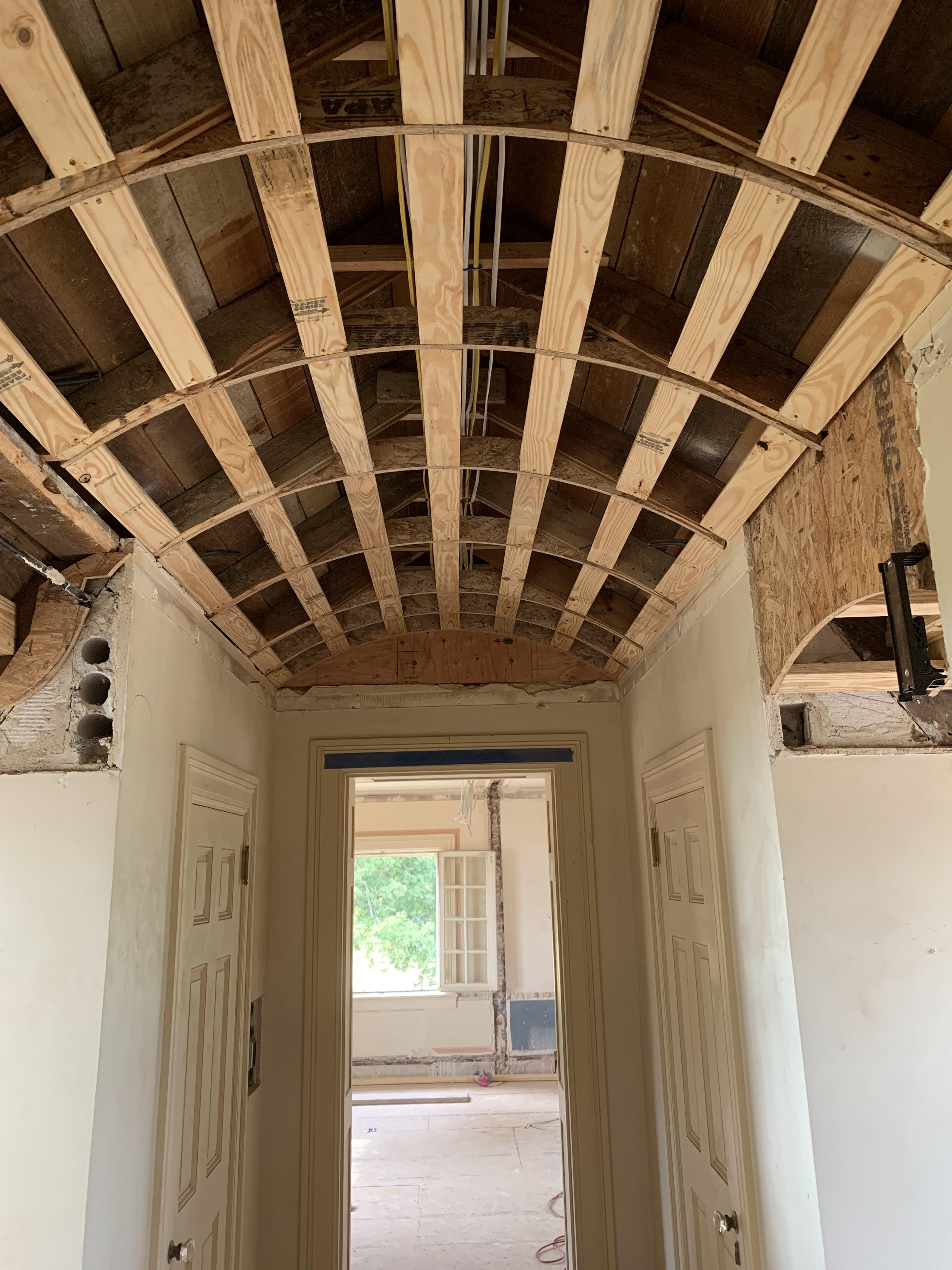 Client wanted to change the flat ceiling hallway leading into the ...