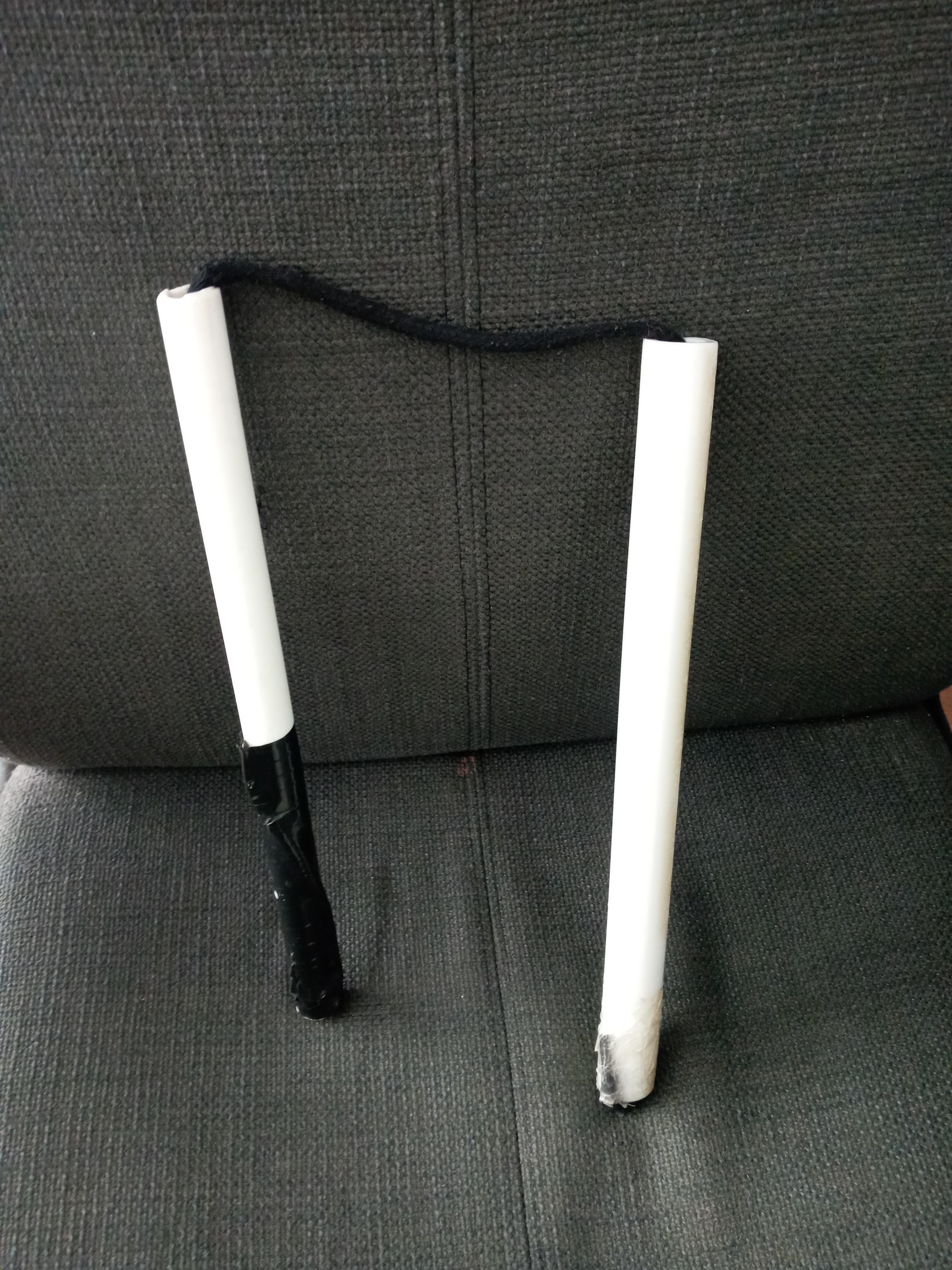 Day 1 of making bad melee weapons nunchucks made out of pvc pipe and