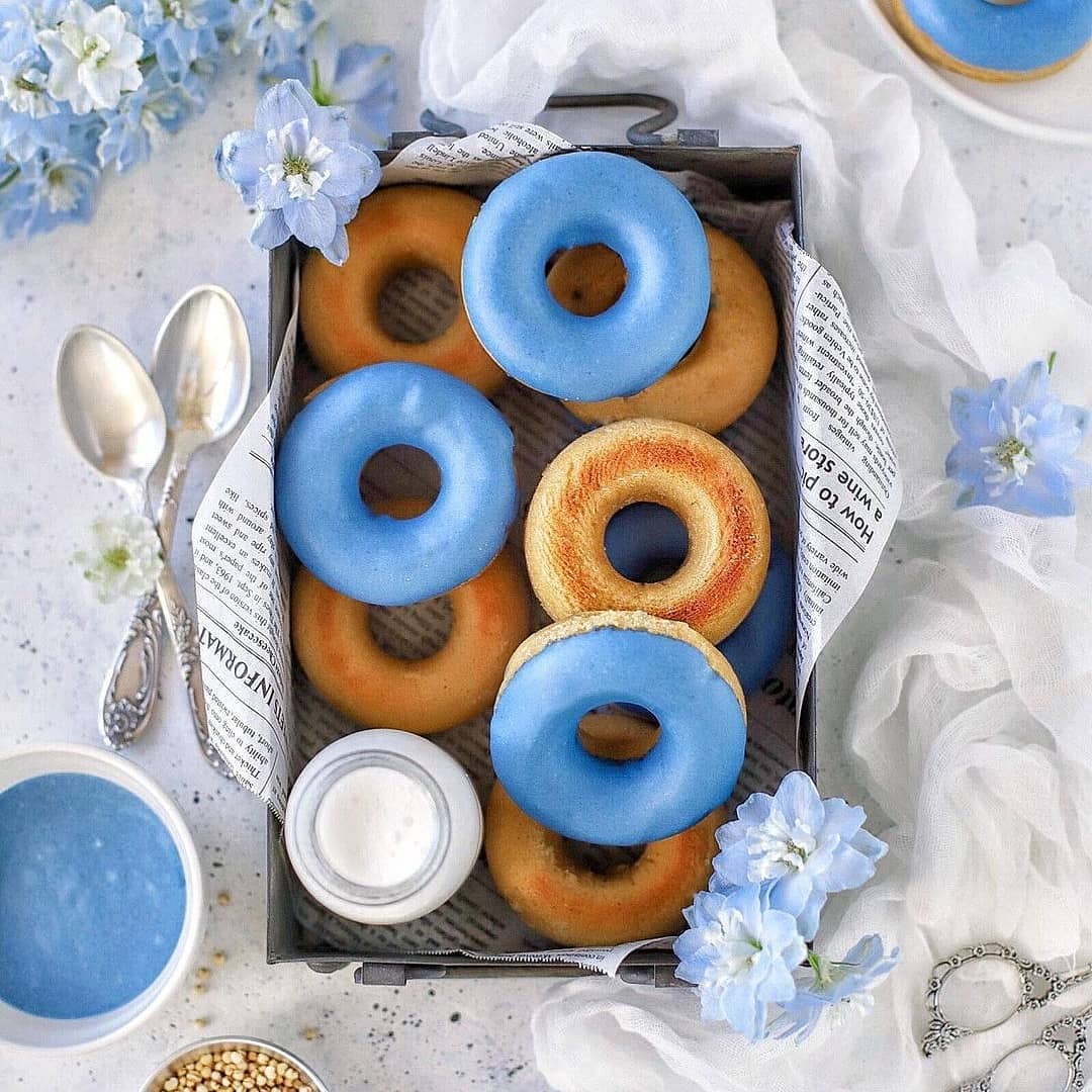 Donut Azul Massa Farinha Sem Gl Ten Leite De Am Ndoas Iogurte Vegano A Car De Coco