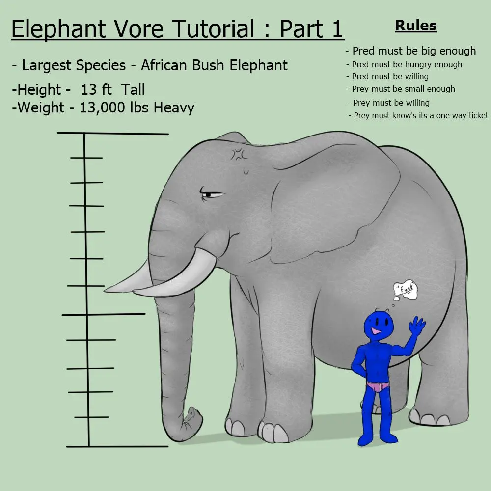 Elephant Vore Tutorial [Soft Vore][M/M][Willing][Digestion][Scat warning on  page 4/5] | Album | Scrolller