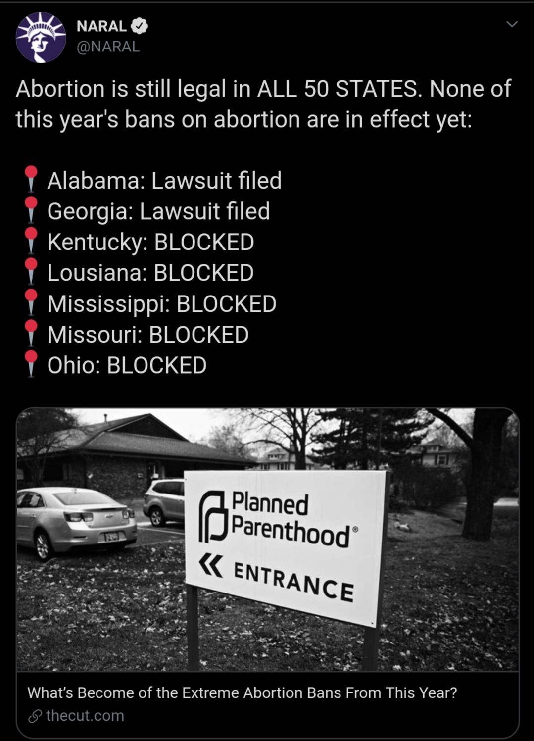 Extreme proforced birth laws are not winning in USA. Scrolller