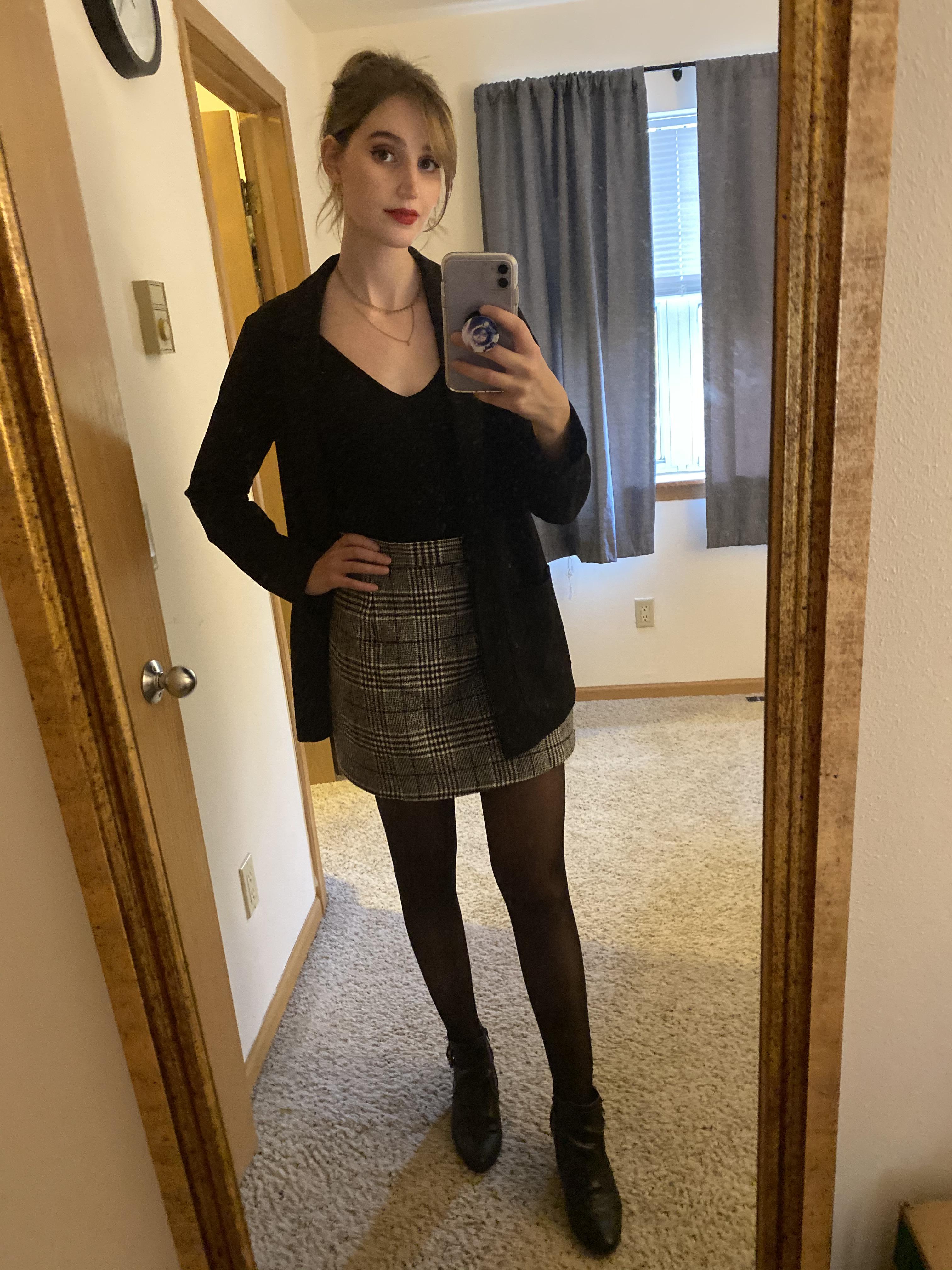 Fall is for mini skirts and tights. | Scrolller