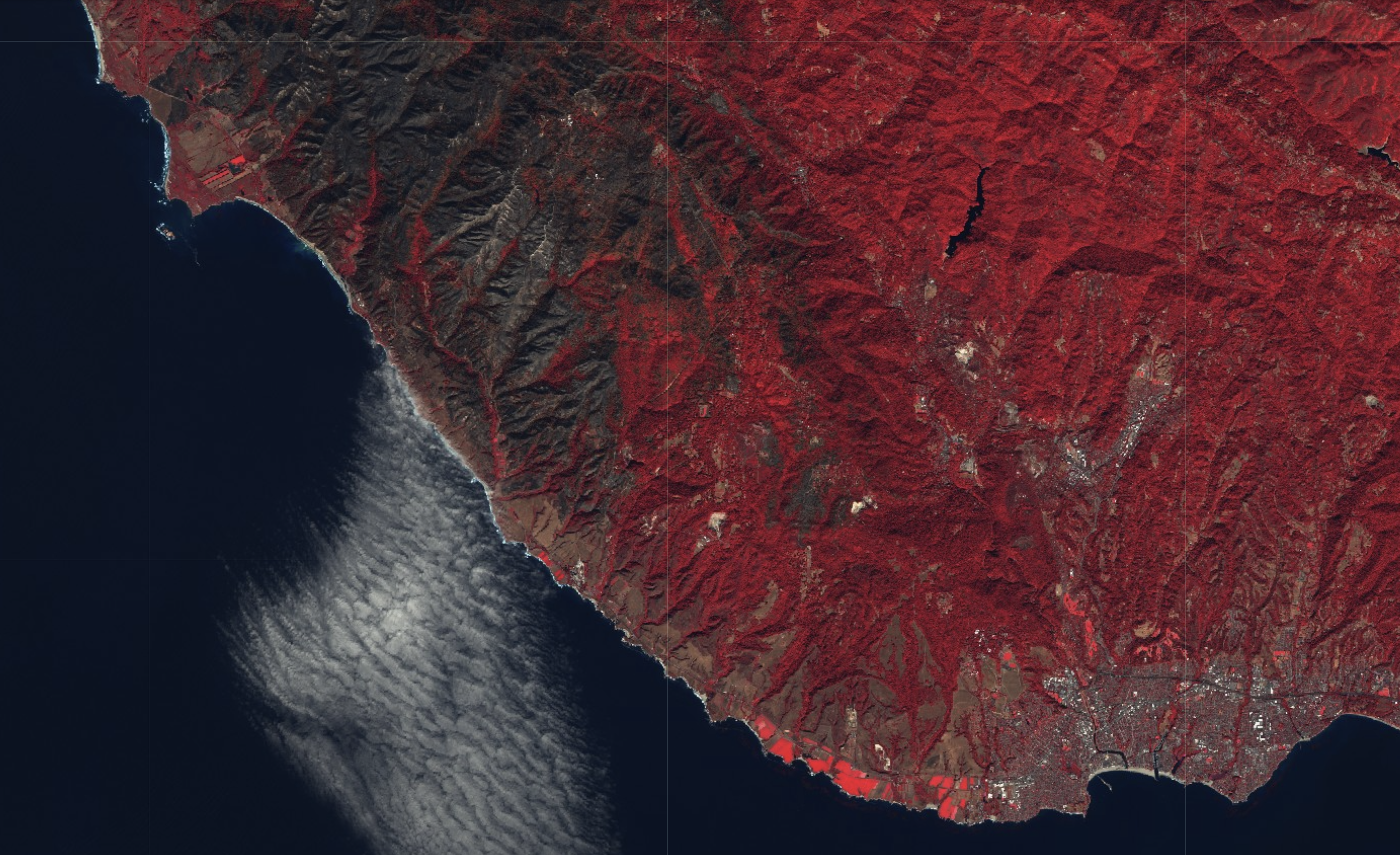 False color infrared showing the effects of the CZU Lightning Complex ...