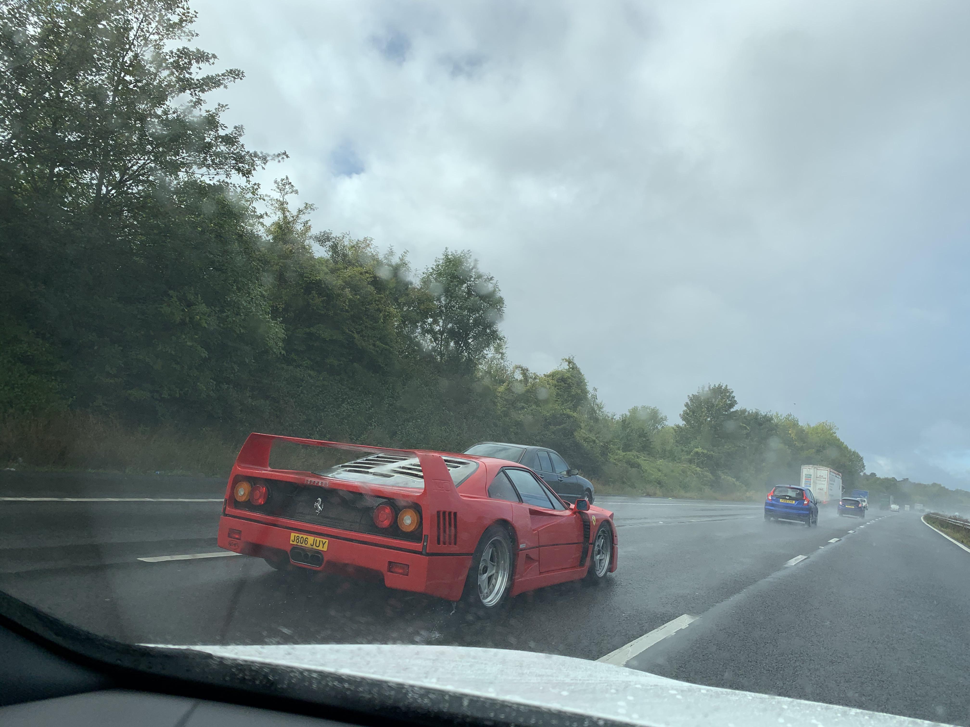 [Ferrari F40] spotted driving in the rain on an English highway last ...