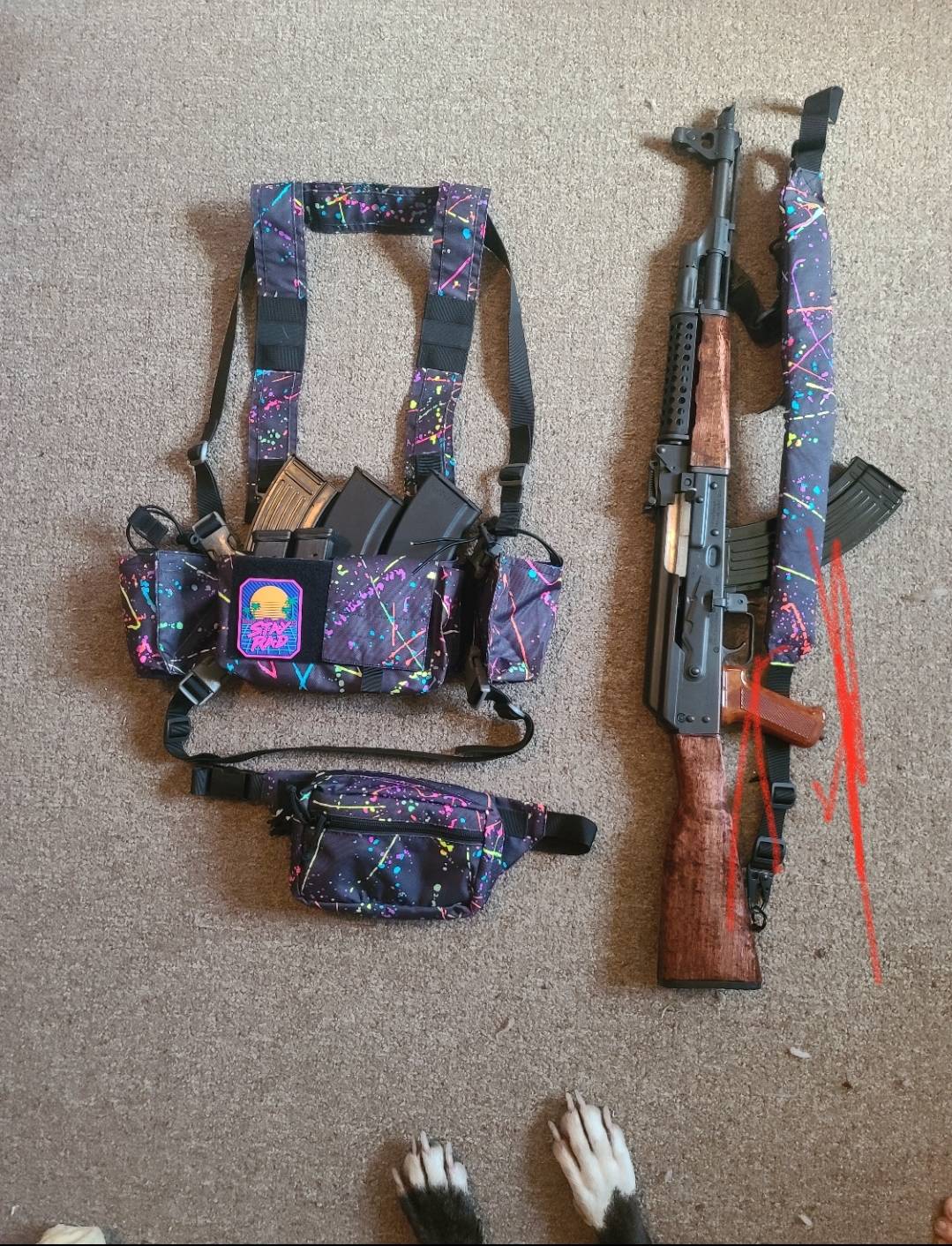 Finally got my chest rig, sling, and fanny from Roman, only took 3 ...