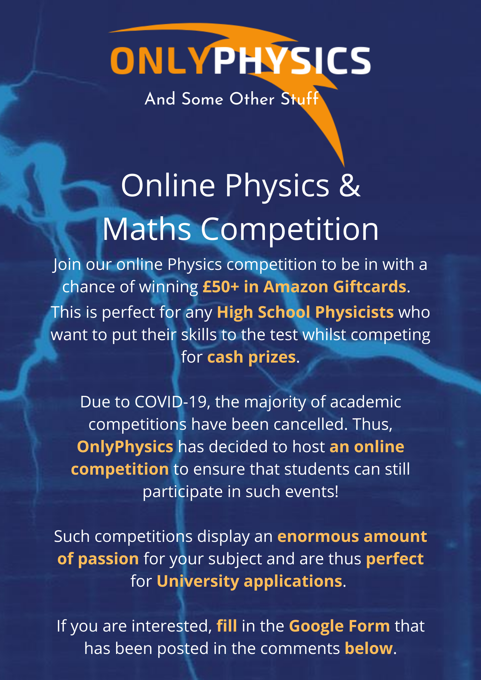 Free Online Physics and Maths Competition 50+ In Prizes. All ages