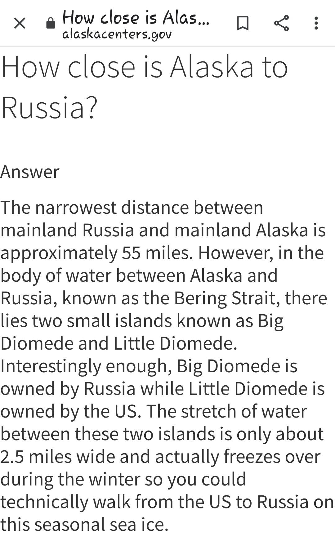 Fun Fact You can walk from Alaska to Russia in the winter... Scrolller