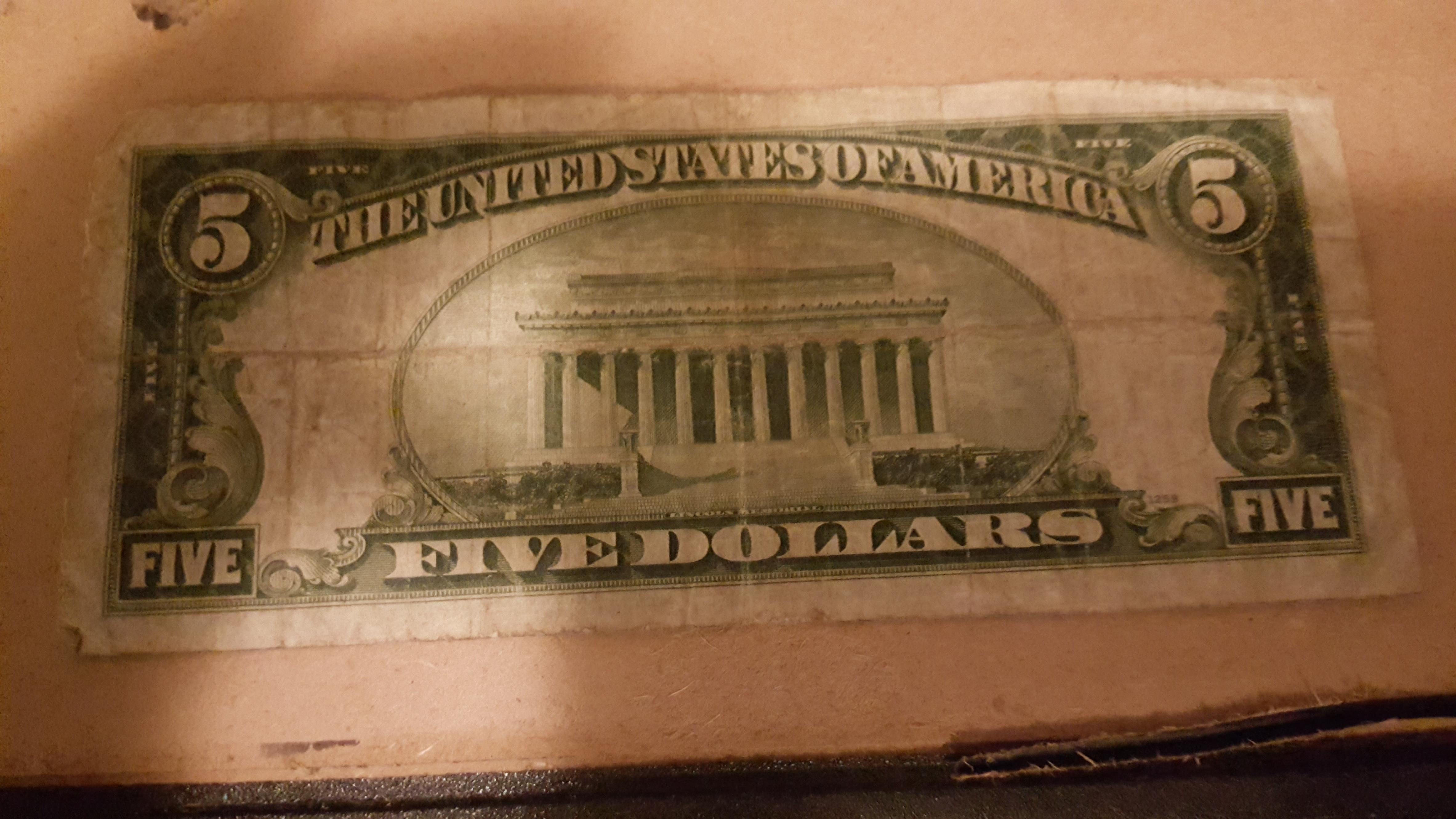 Heres the back of the 5 dollar bill from 1943 | Scrolller
