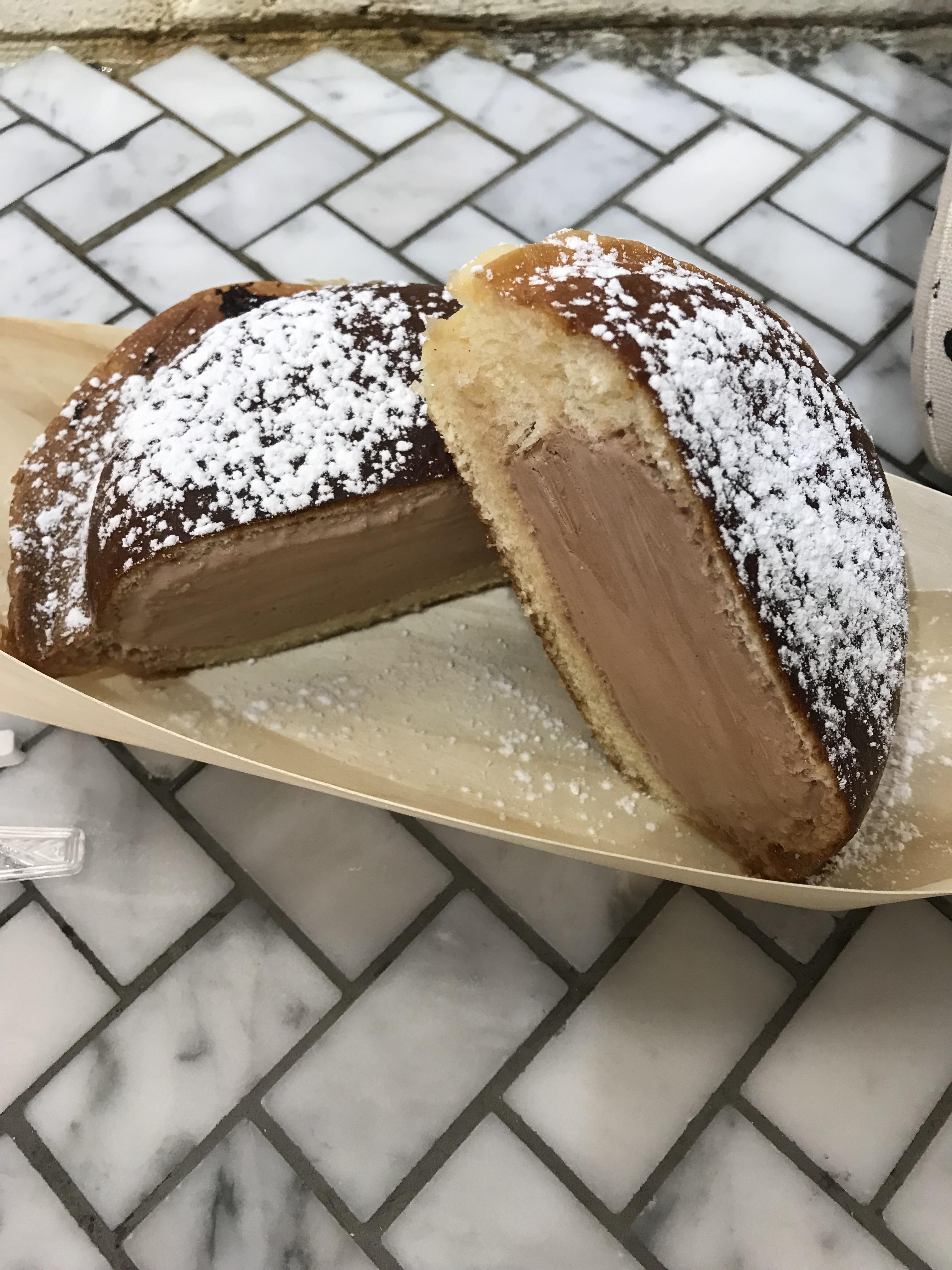 Hot n fresh Filipino milk bun with chocolate ice cream Soho, London