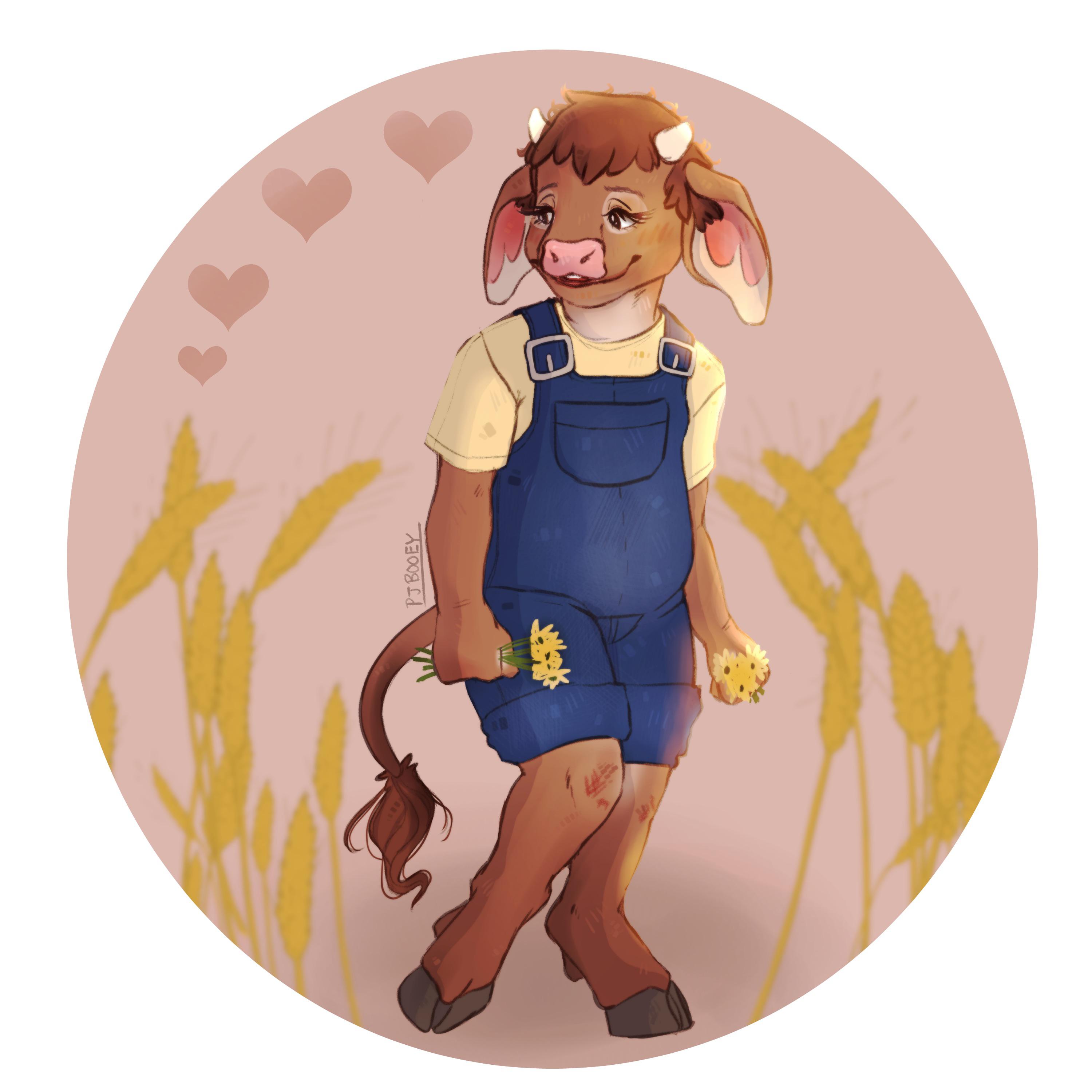 I drew my friends OC who is a very cute little cow! | Scrolller