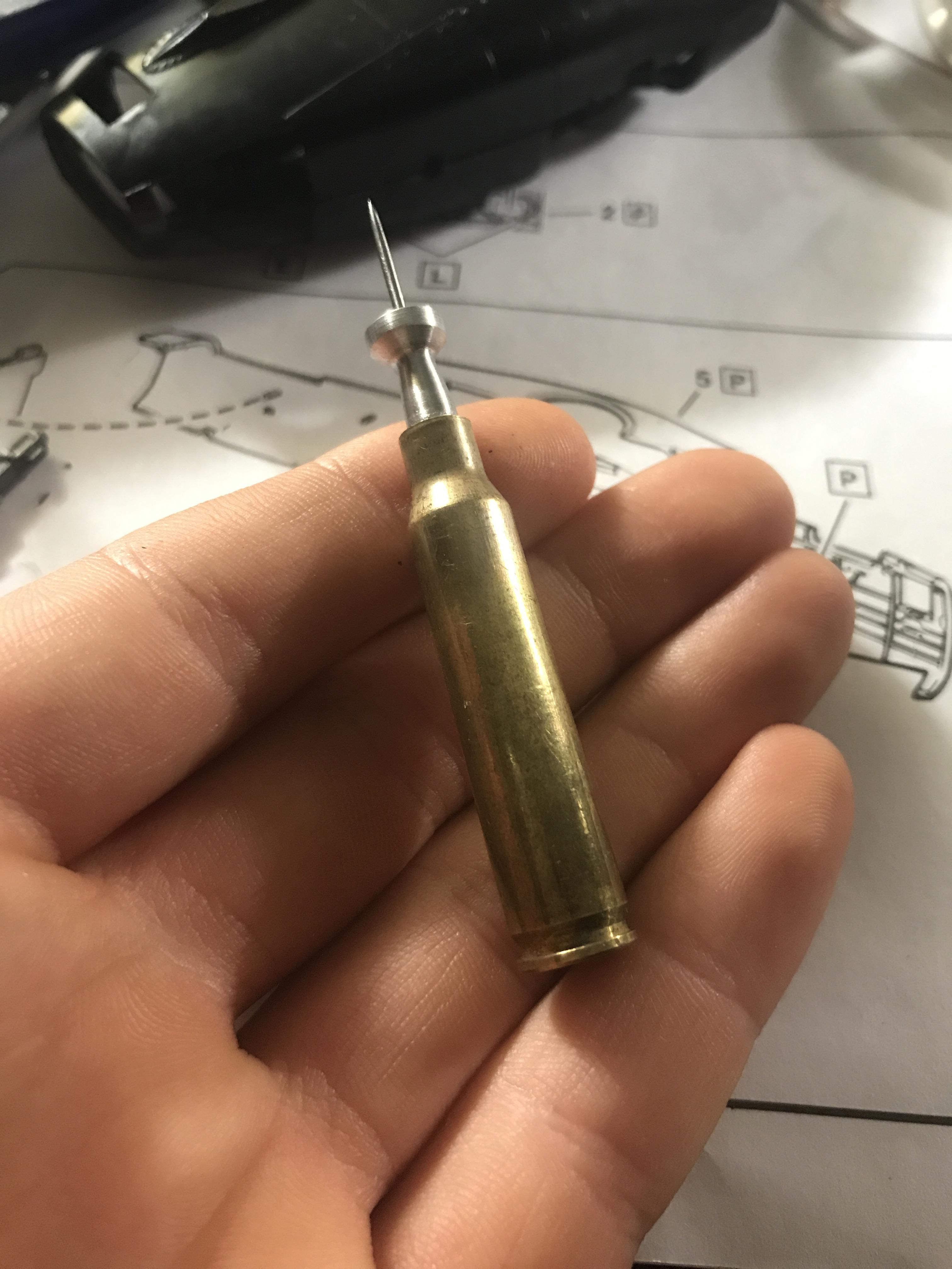 I made an mini APFSDS tank round from a 5.56 shell and a metal ...