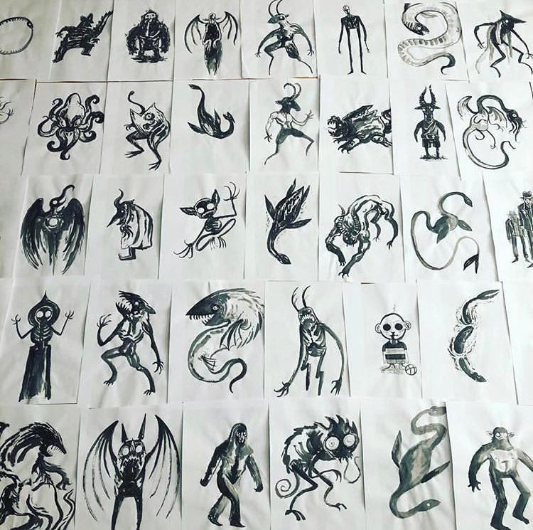 I really love cryptids and monsters , here was the start to an inktober ...