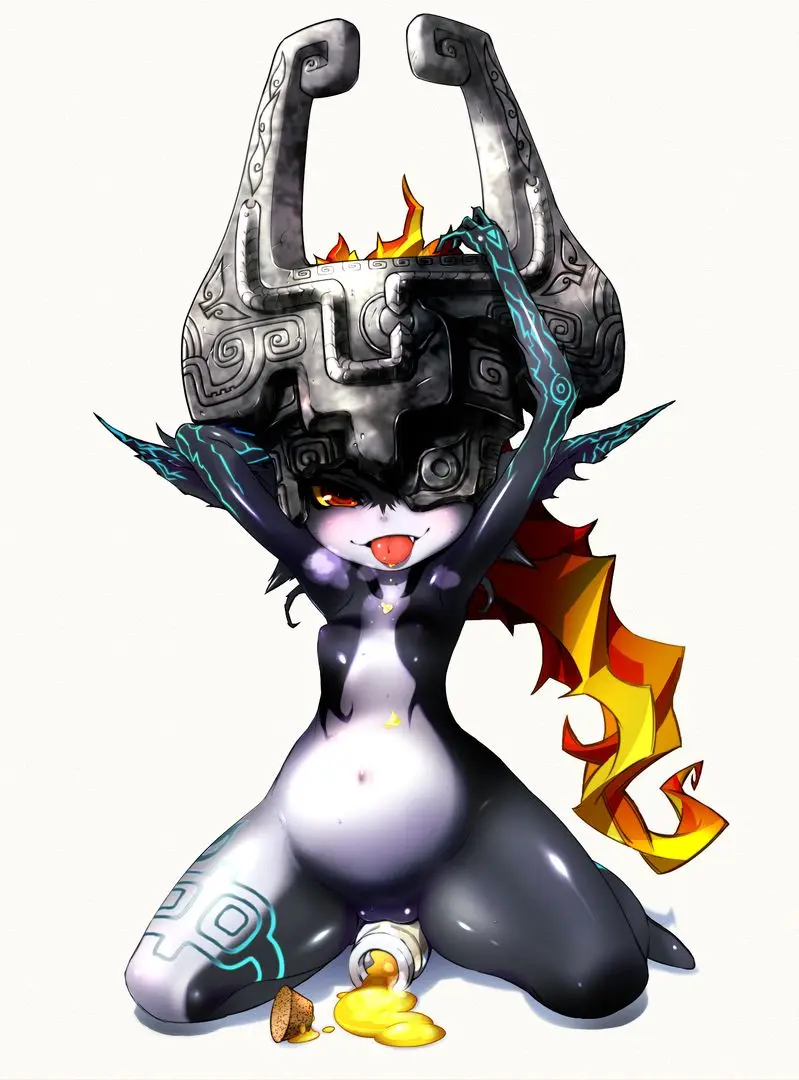 Imp Midna from The Legend of Zelda in hentai fan art featuring ahegao and thick thighs
