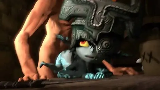 Imp Midna from The Legend of Zelda in hentai fan art featuring ahegao and thick thighs