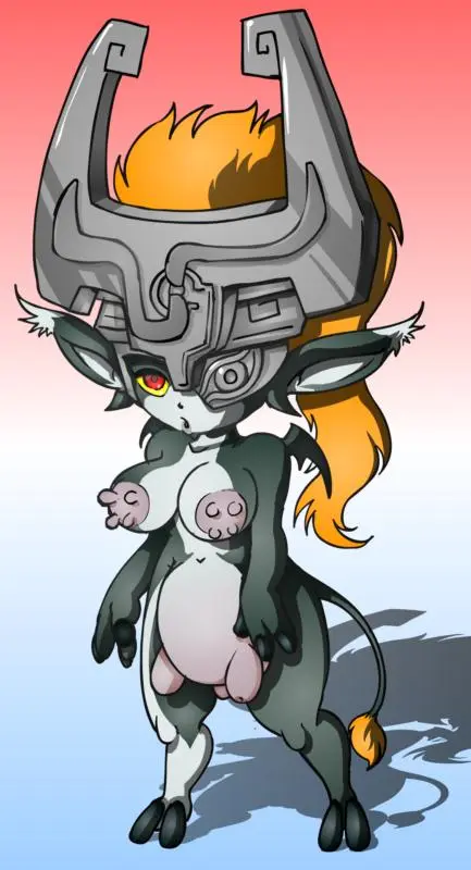 Imp Midna from The Legend of Zelda in hentai fan art featuring ahegao and thick thighs