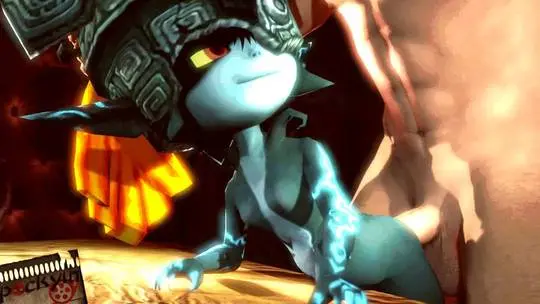 Imp Midna from The Legend of Zelda in hentai fan art featuring ahegao and thick thighs