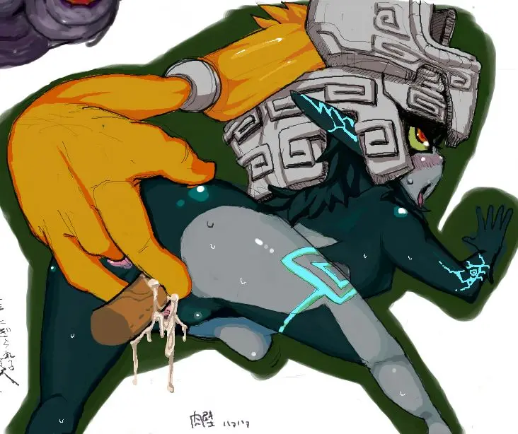 Imp Midna from The Legend of Zelda in hentai fan art featuring ahegao and thick thighs