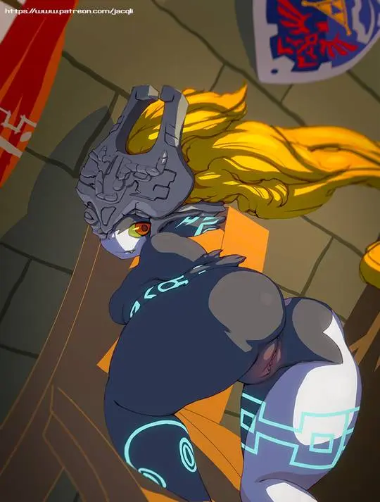 Imp Midna from The Legend of Zelda in hentai fan art featuring ahegao and thick thighs