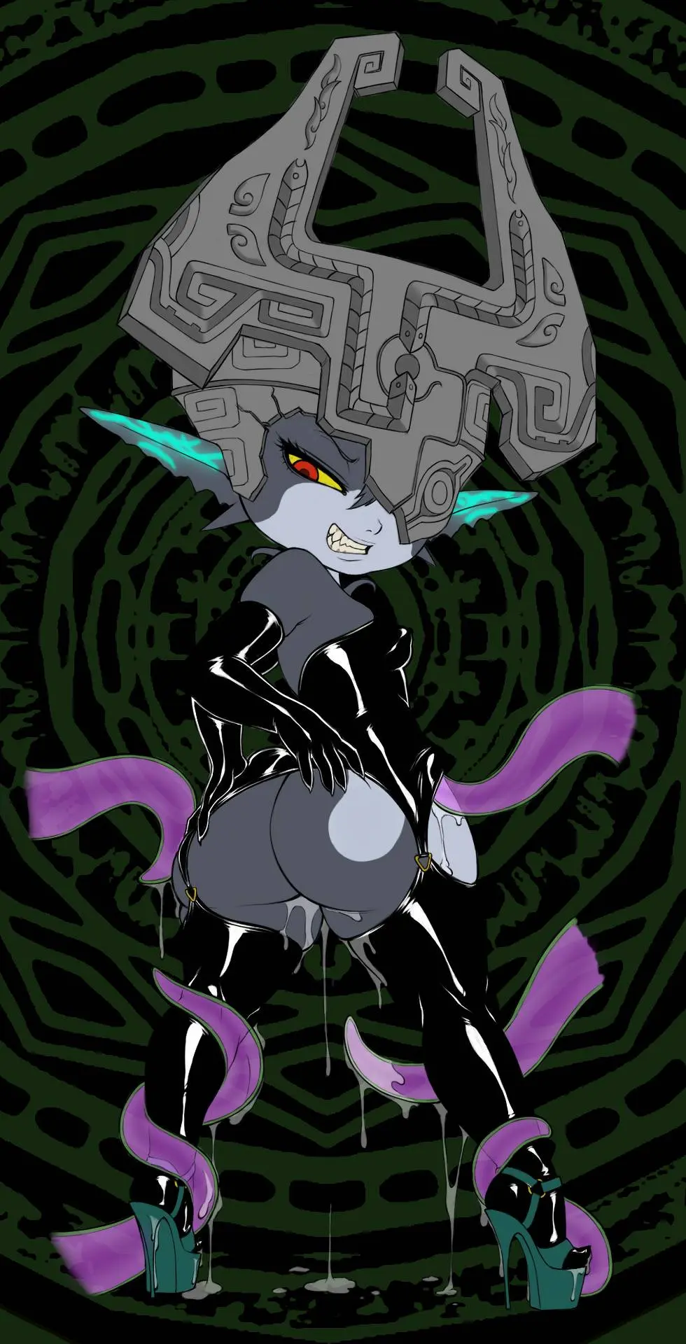 Imp Midna from The Legend of Zelda in hentai fan art featuring ahegao and thick thighs