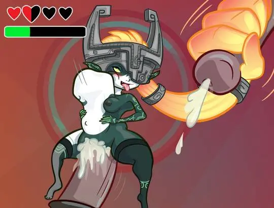 Imp Midna from The Legend of Zelda in hentai fan art featuring ahegao and thick thighs