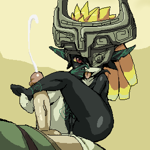 Imp Midna from The Legend of Zelda in hentai fan art featuring ahegao and thick thighs