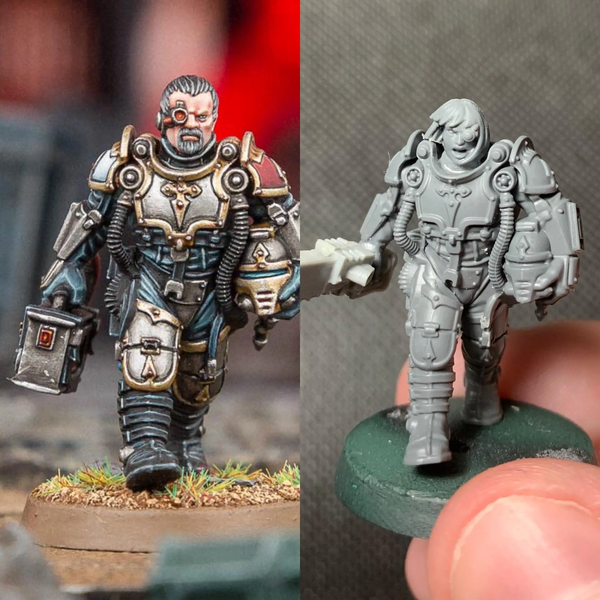 Imperial knight Pilot kitbash. Side by side comparison with Sir Hekhtur ...