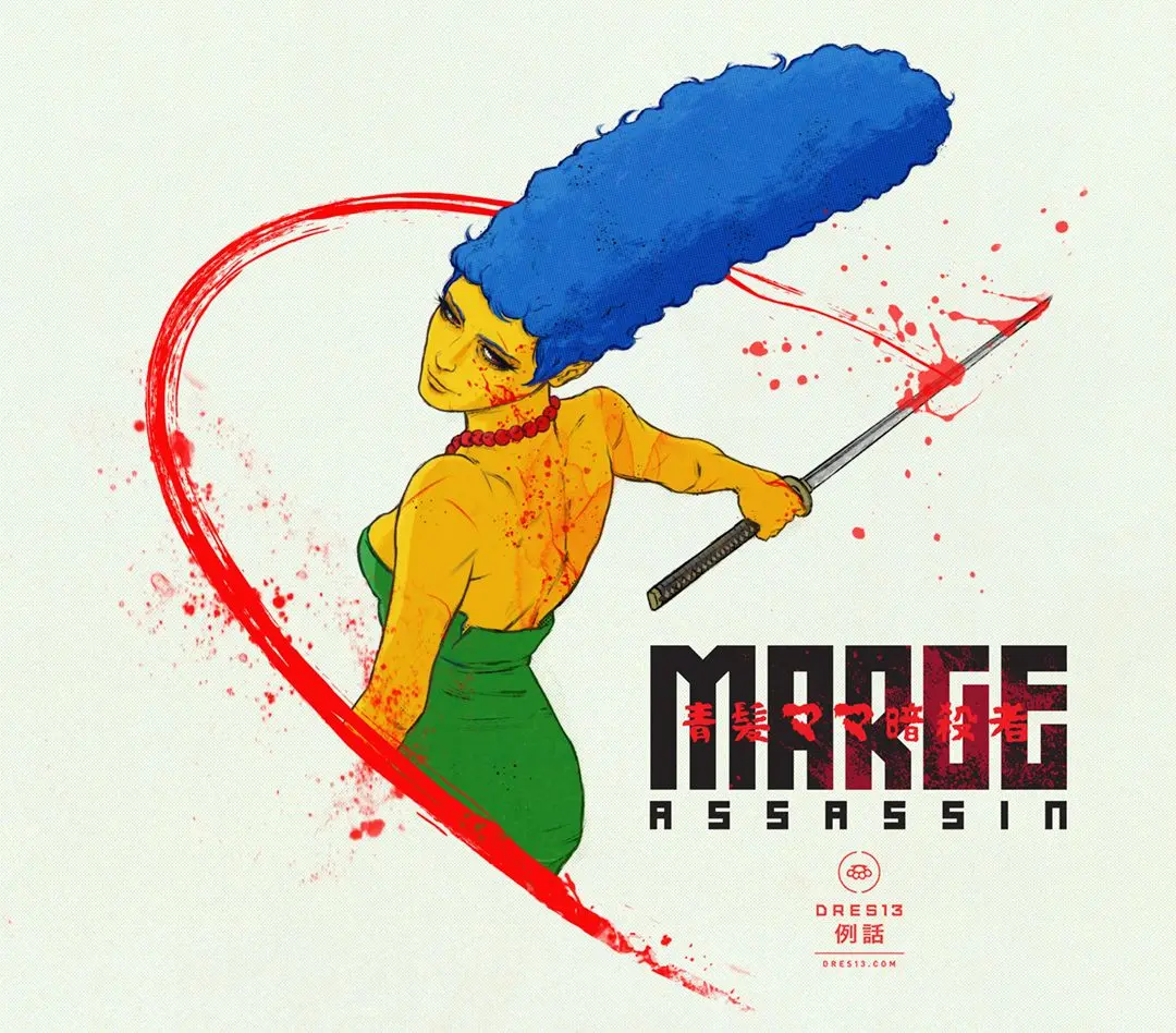 In an alternate reality, Marge Simpson is a sword-wielding assassin on a mission to avenge her murdered family.