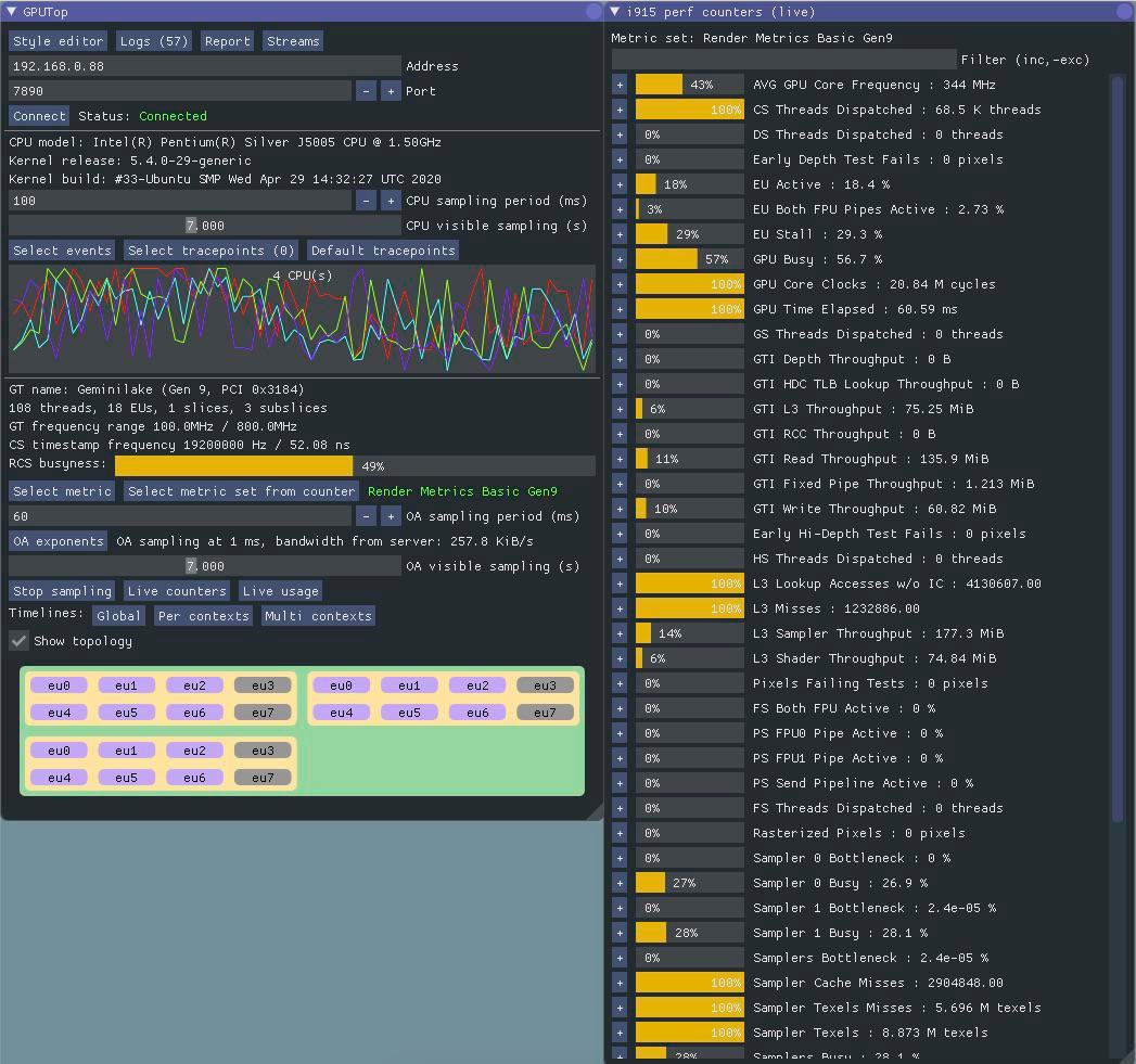 Intel GPU transcode performance. Here is GPUtop showing GPU performance ...