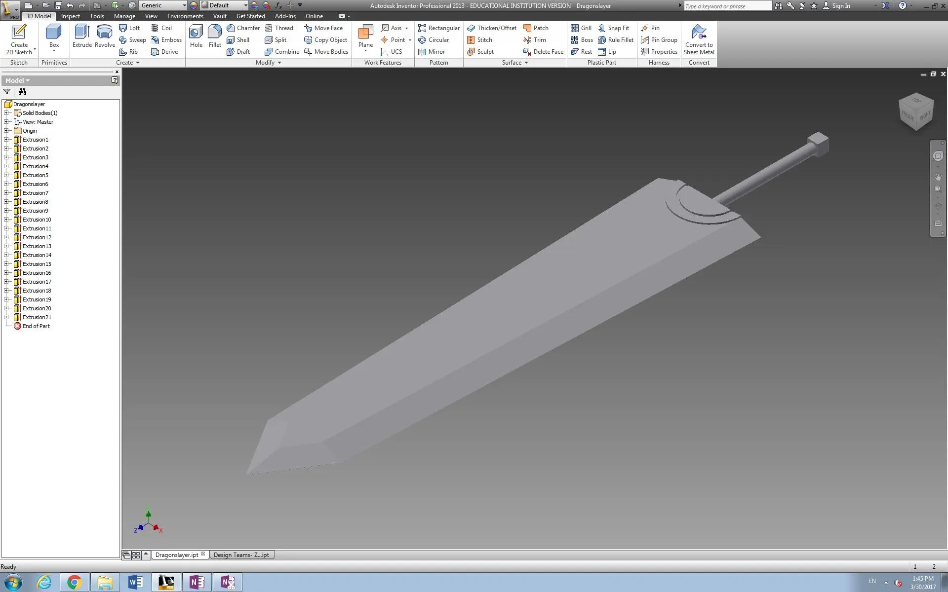 Sword Inventor Inventor design I made in my CAD class of my favorite sword ever ...