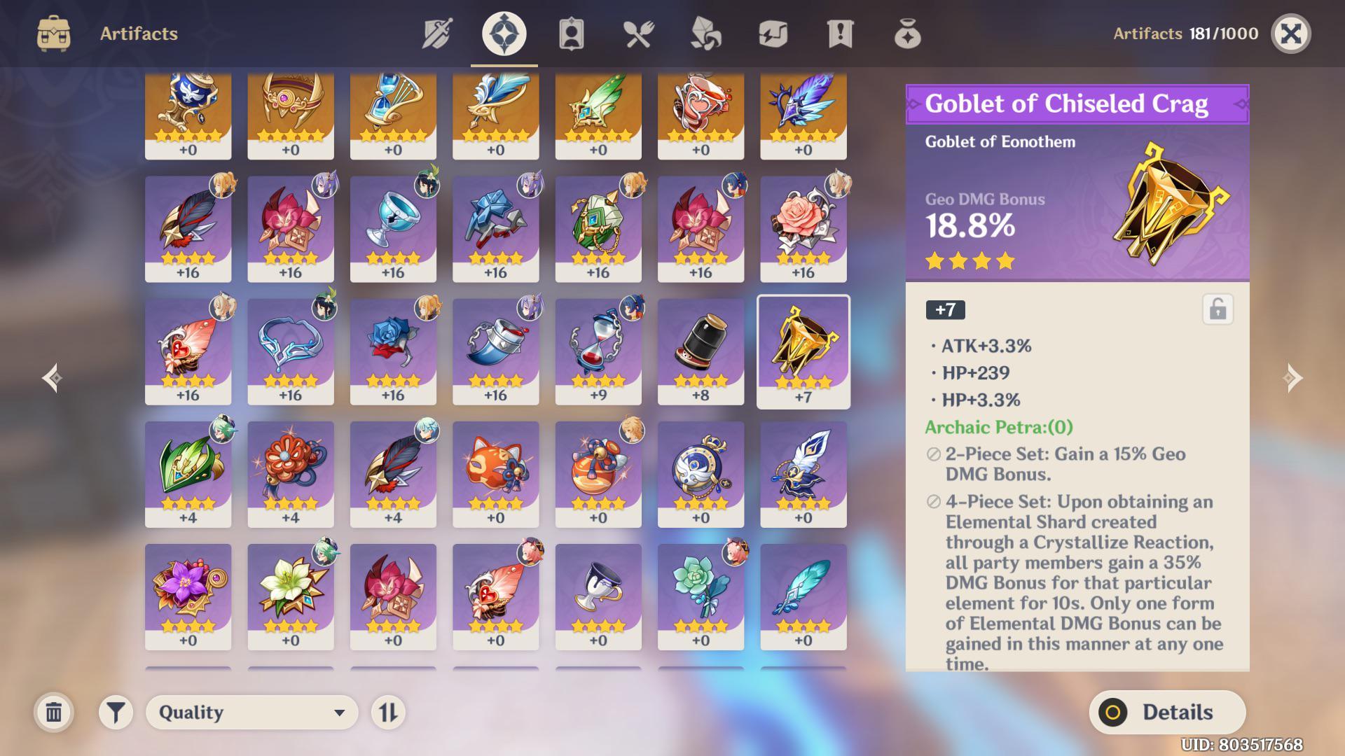 Is this good for Zhongli?HP substats for his shield Scrolller