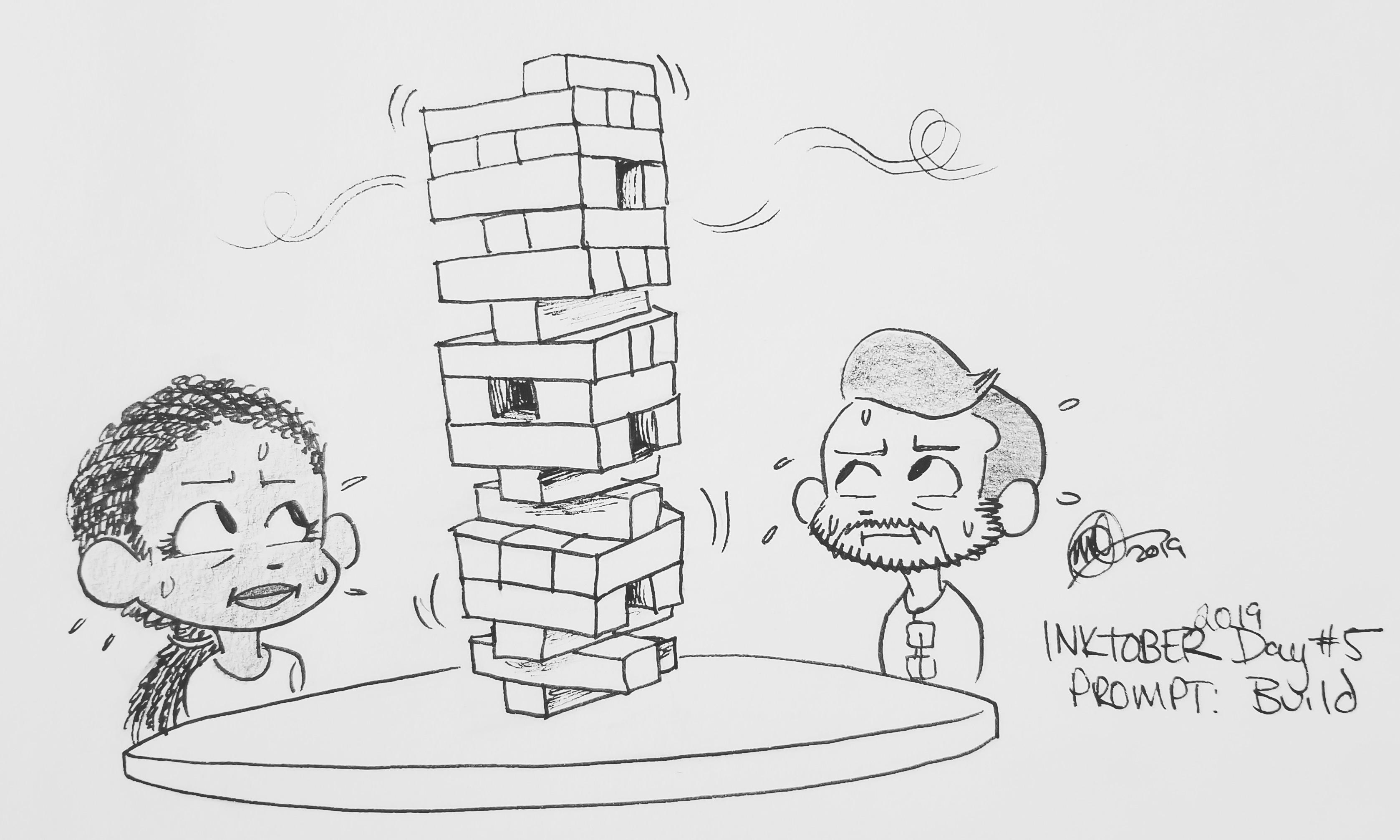 Jenga is a nerve-wracking game for both of us. | Scrolller