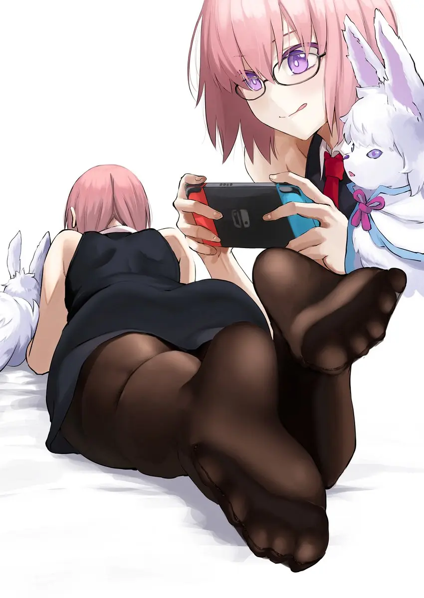 Mash Tights Soles while shes Playing some Nintendo Switch.