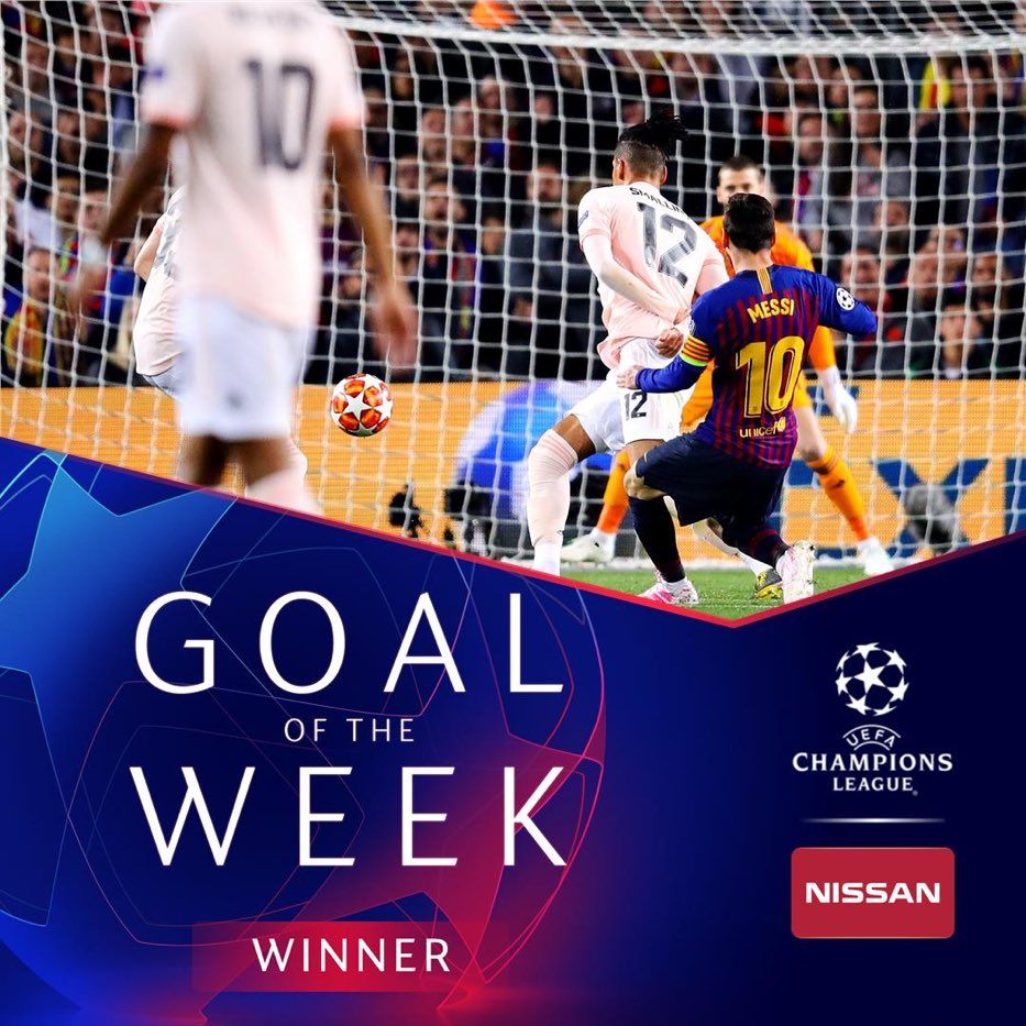 Messi's 1st goal against Manchester United has been awarded Goal of the