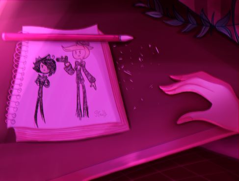 Molly drawing Human Angel Dust and Arackniss, for my molly instagram