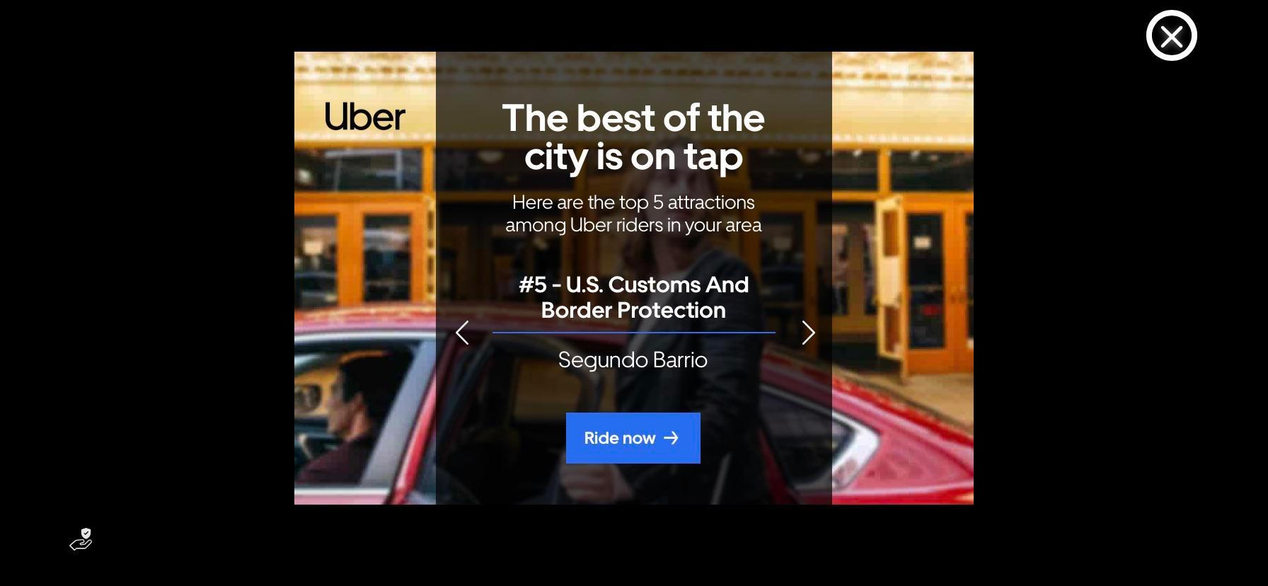 “Most Popular Uber Destinations” I grabbed this from an in-game ad ...
