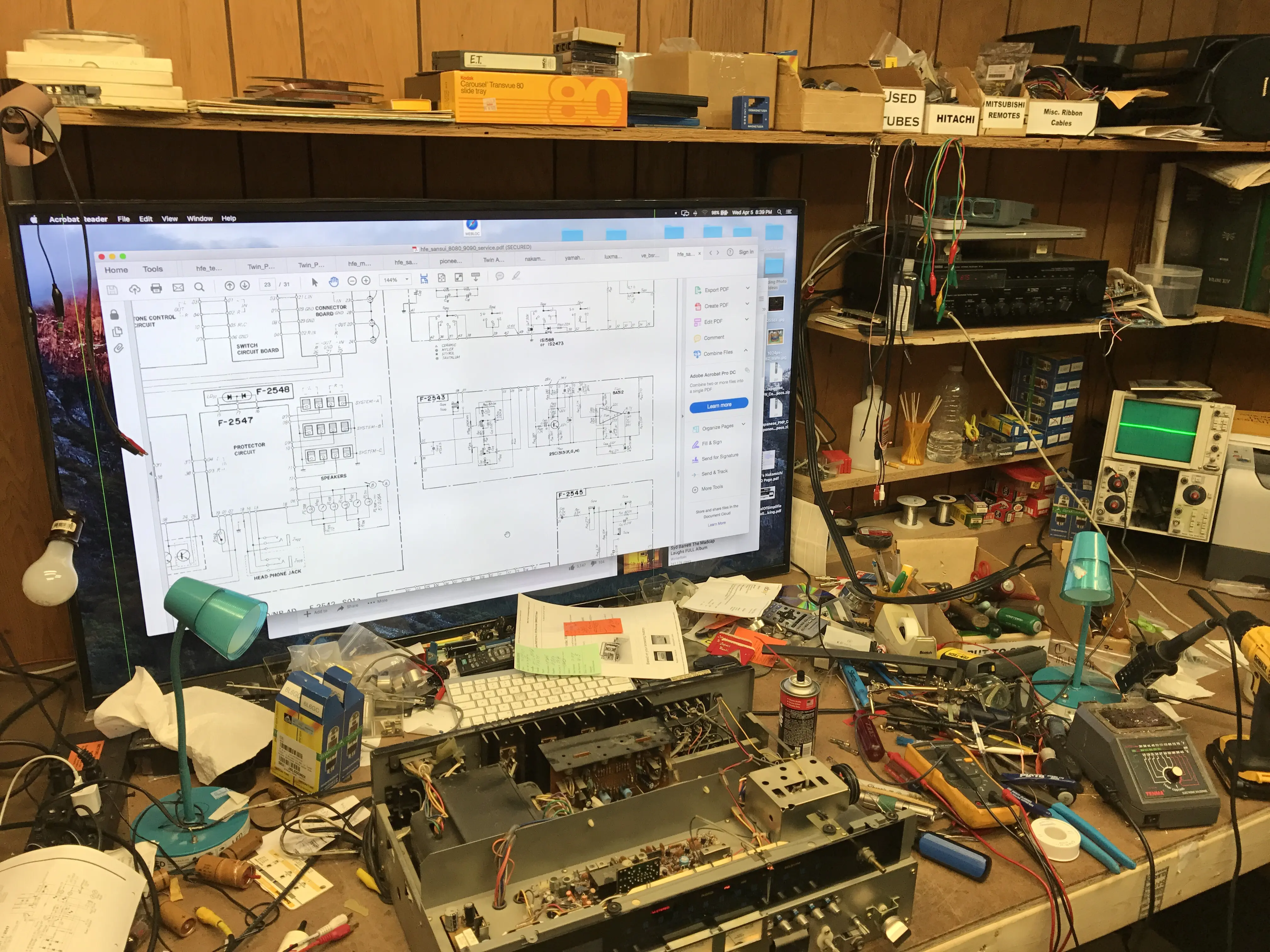 My very messy work bench, with 55