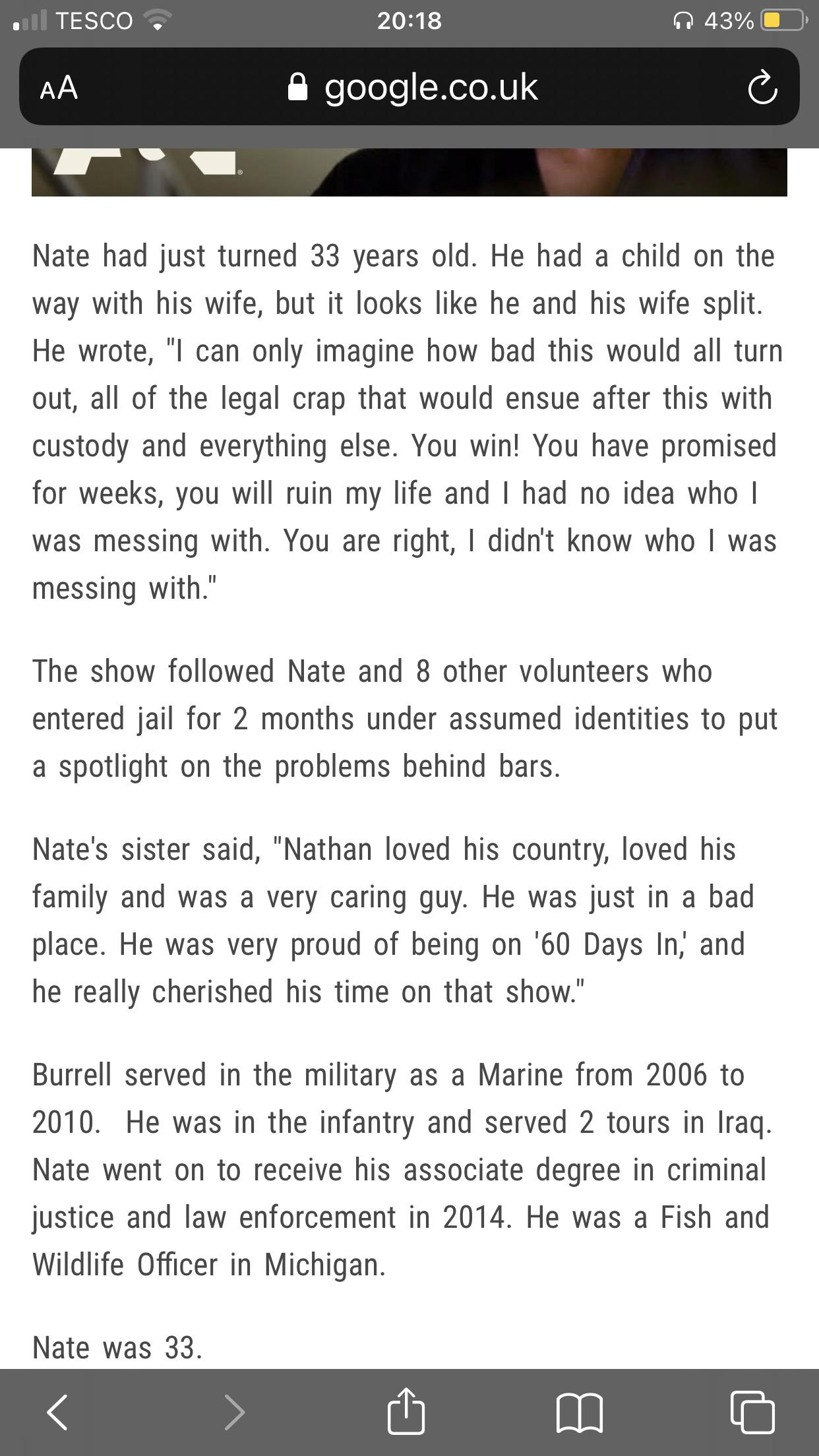 Nate from 60 days in died by suicide | Scrolller